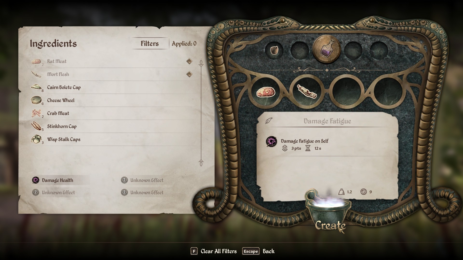 Oblivion Remastered alchemy screen