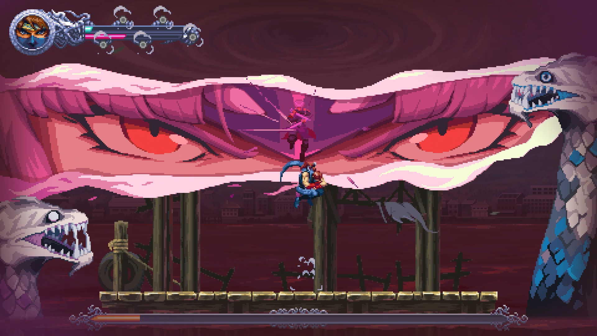 Using a screen-clearing super move in Ninja Gaiden: Ragebound.