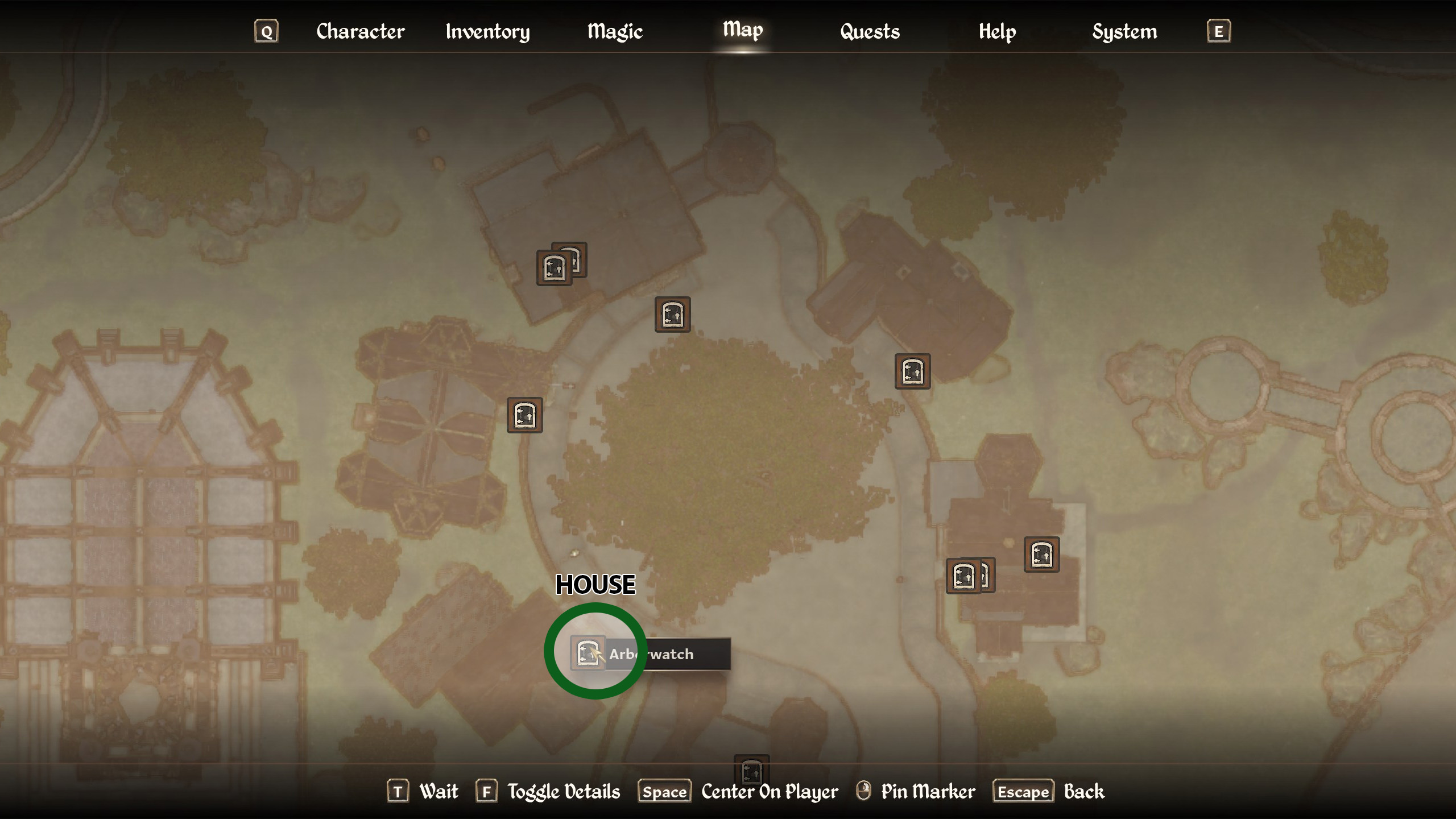 A map of Chorrol in Oblivion Remastered highlighting where to buy the house. 