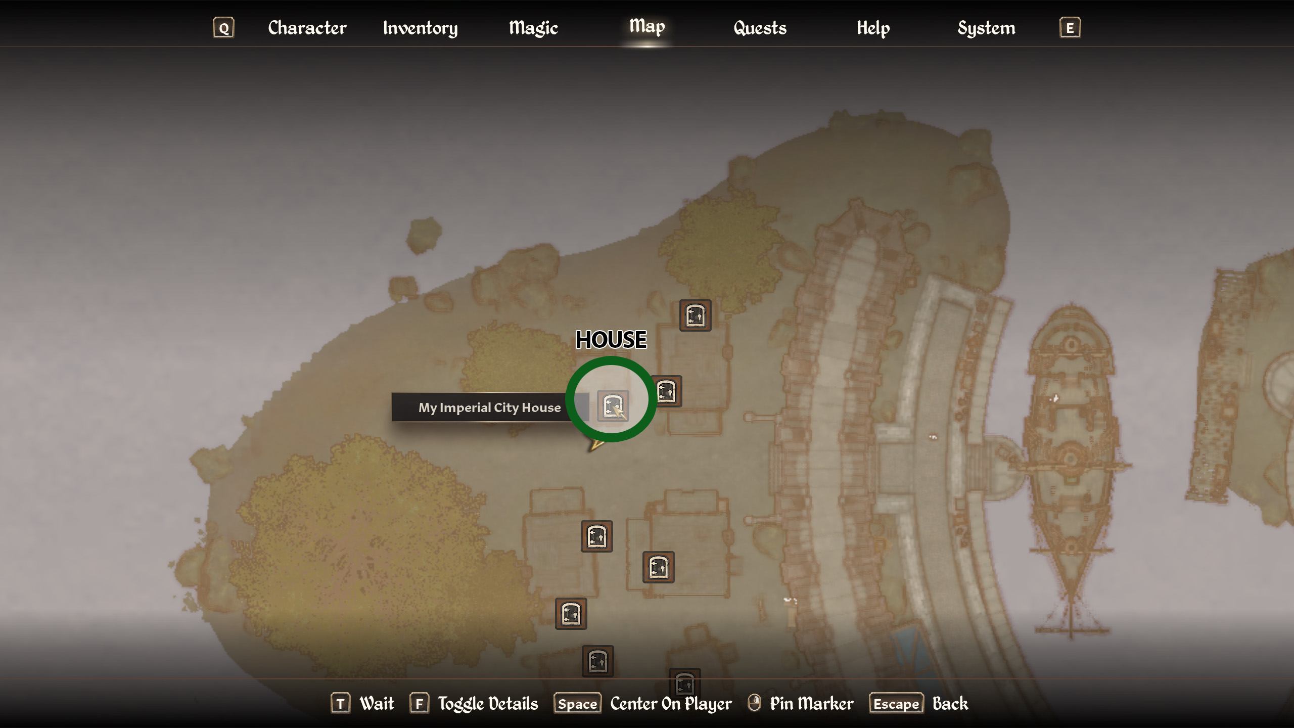 A map of the Imperial City Waterfront District in Oblivion Remastered, highlighting where the shack sits. 