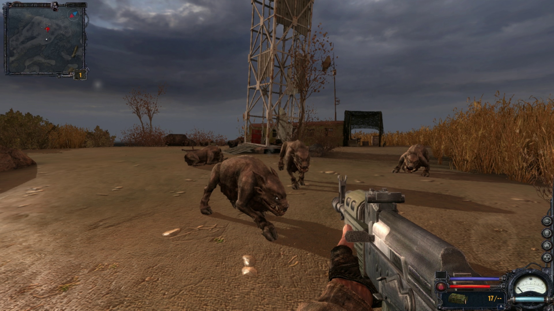 Fighting boars with an AK in Stalker.