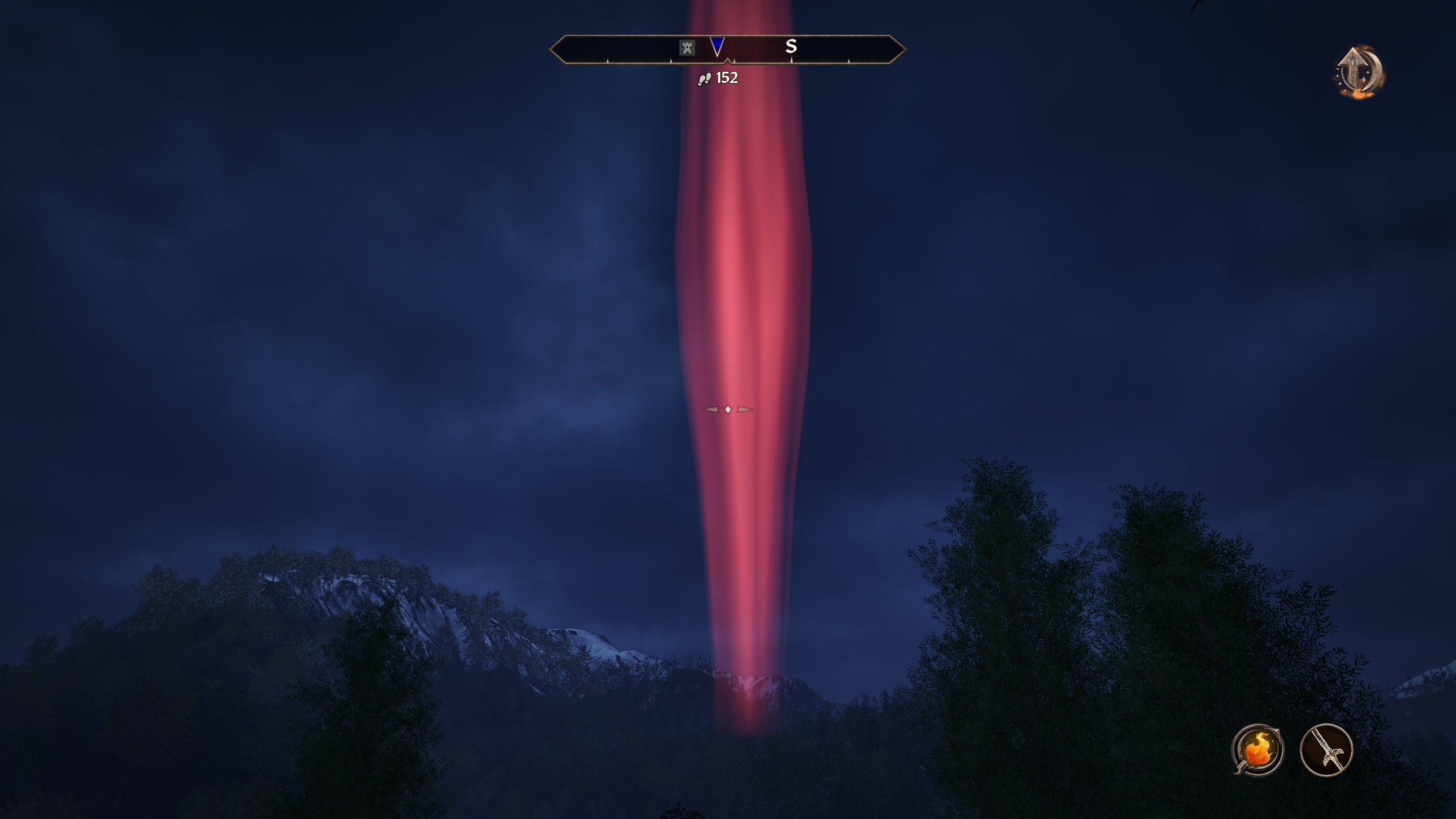 Oblivion black soul gems - A red pillar of light over a forest, signifying a Shade of the Revenant day.