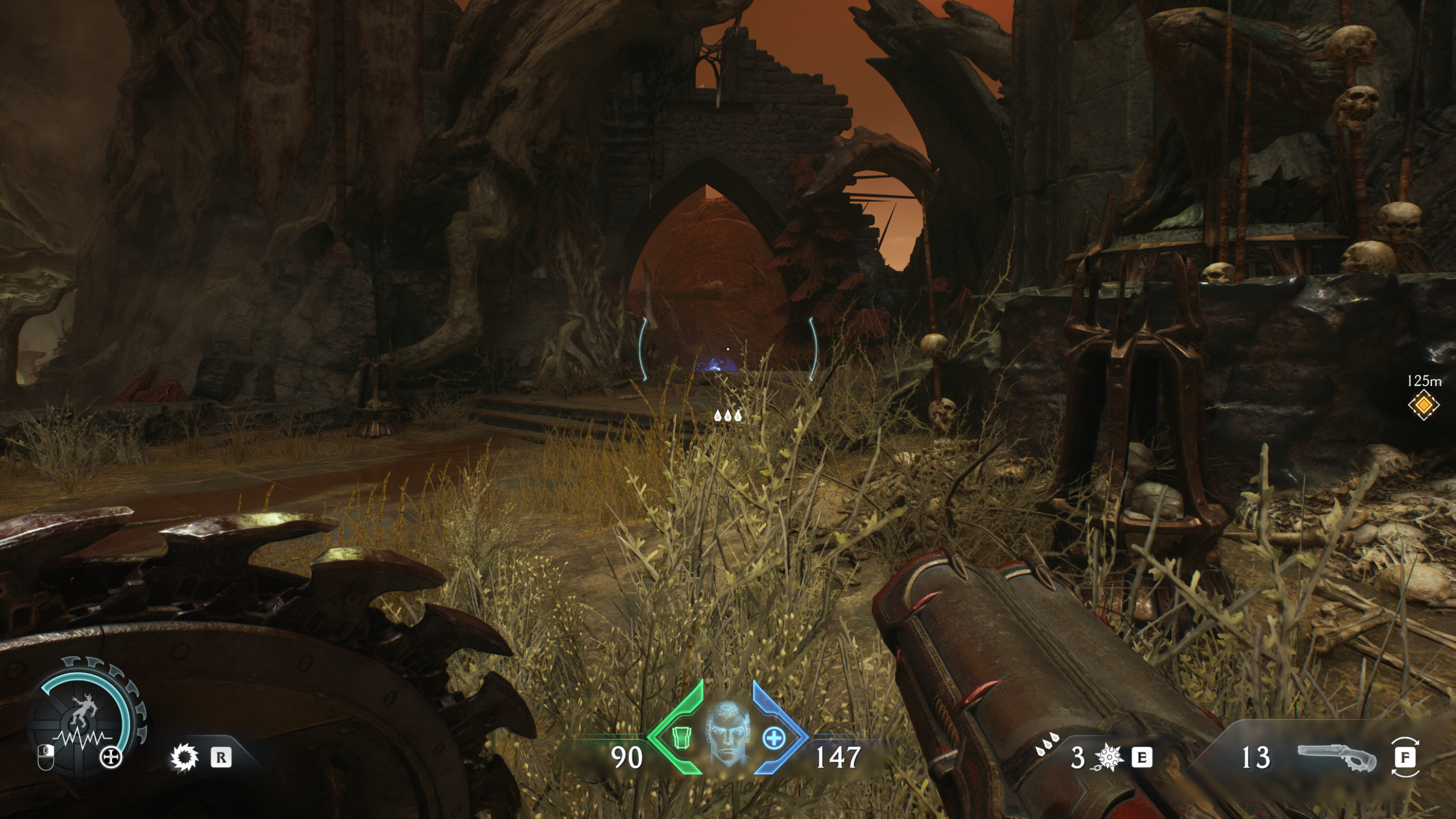 Doom: The Dark Ages The Forsaken Plains secrets and collectibles - A ruined stone archway where you can find the Nightmare Cycler skin.