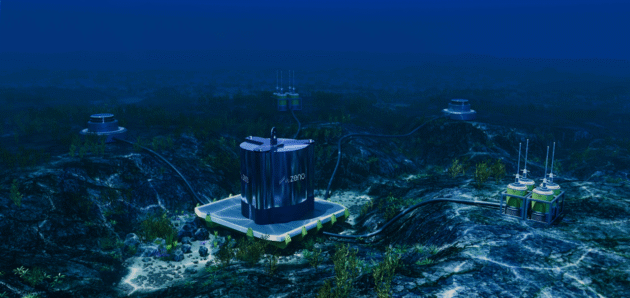 An artist’s conception shows Zeno’s radioisotope power system on the seafloor. (Zeno Power Illustration)
