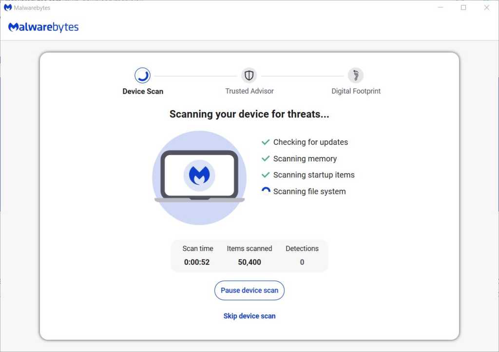 malwarebytes software scanning for threats in windows 10