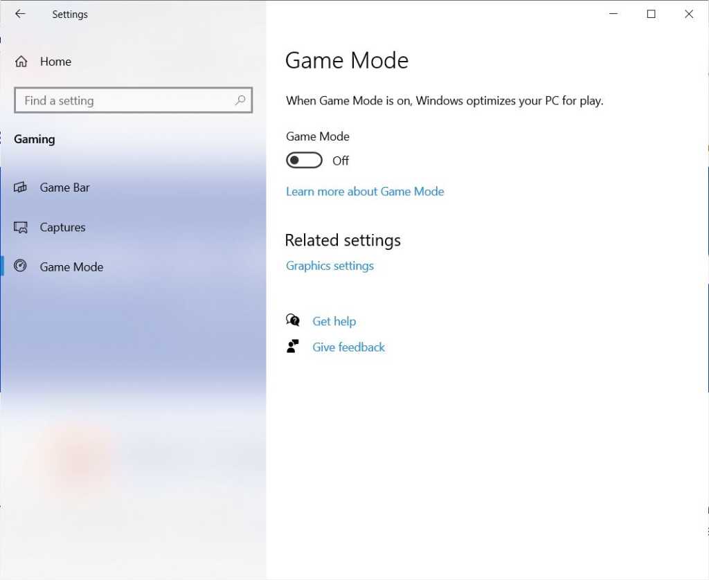 disabling game mode in windows 10