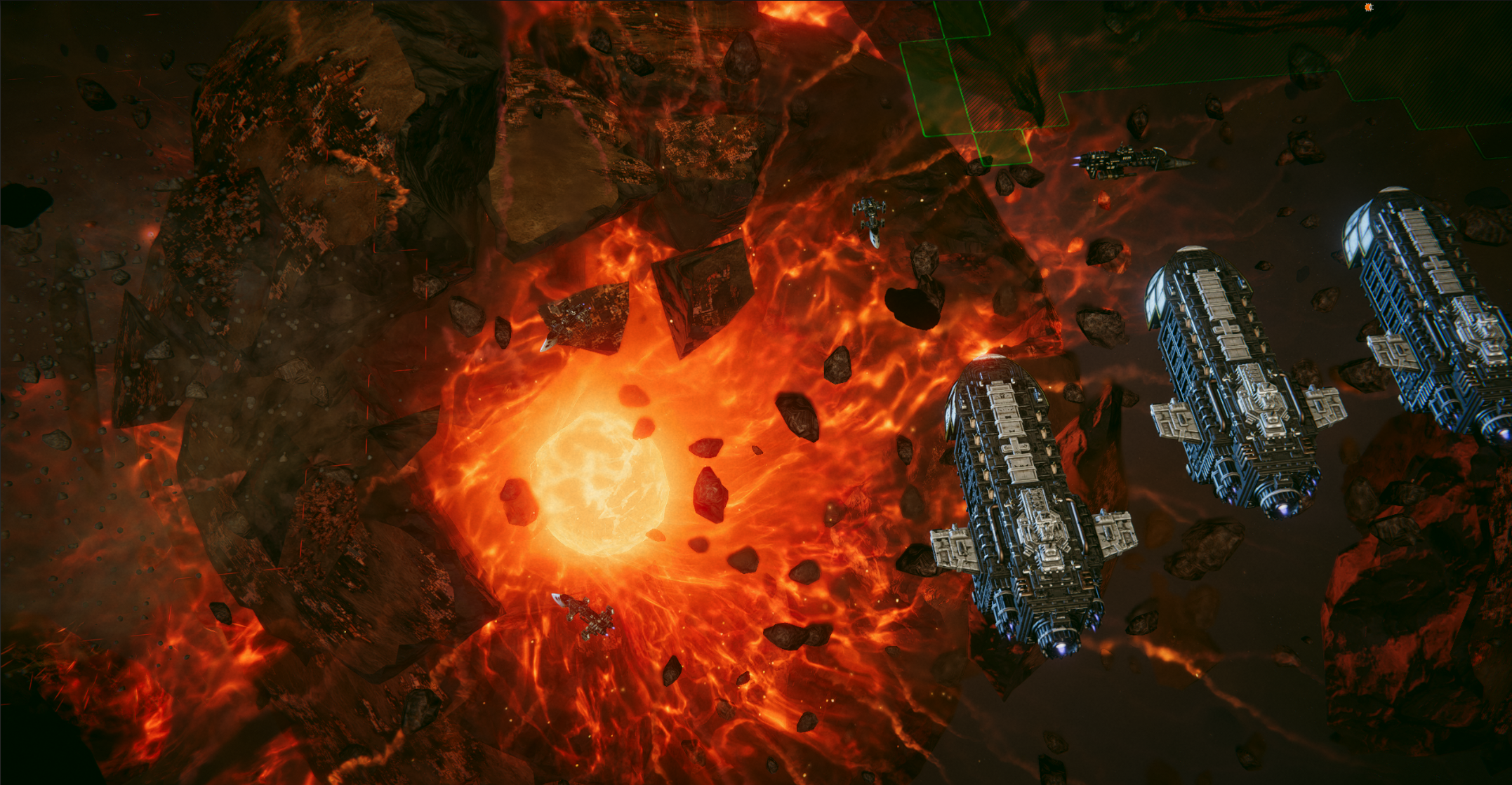 Spaceships above a destroyed planet