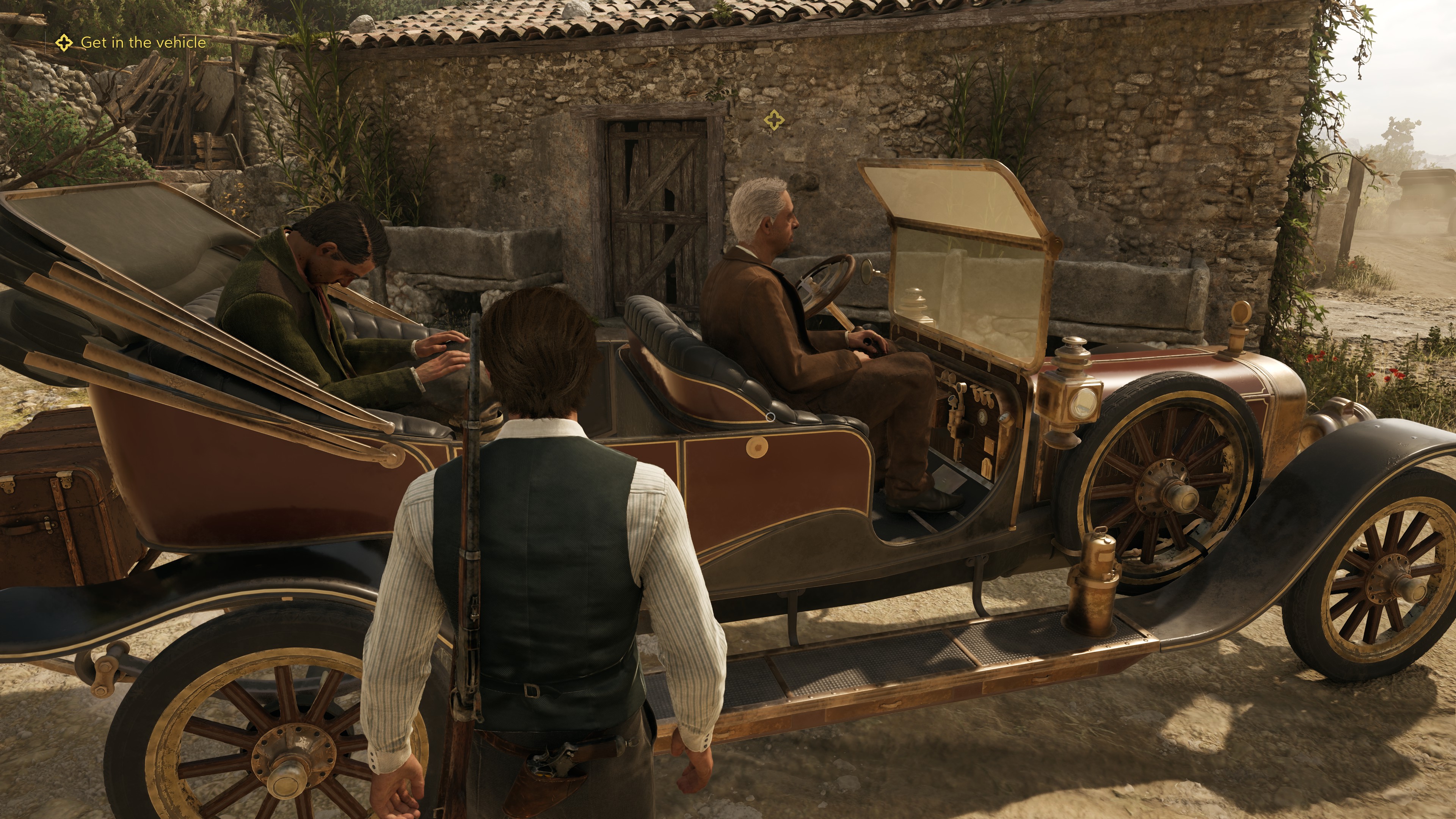 Approaching a car.
