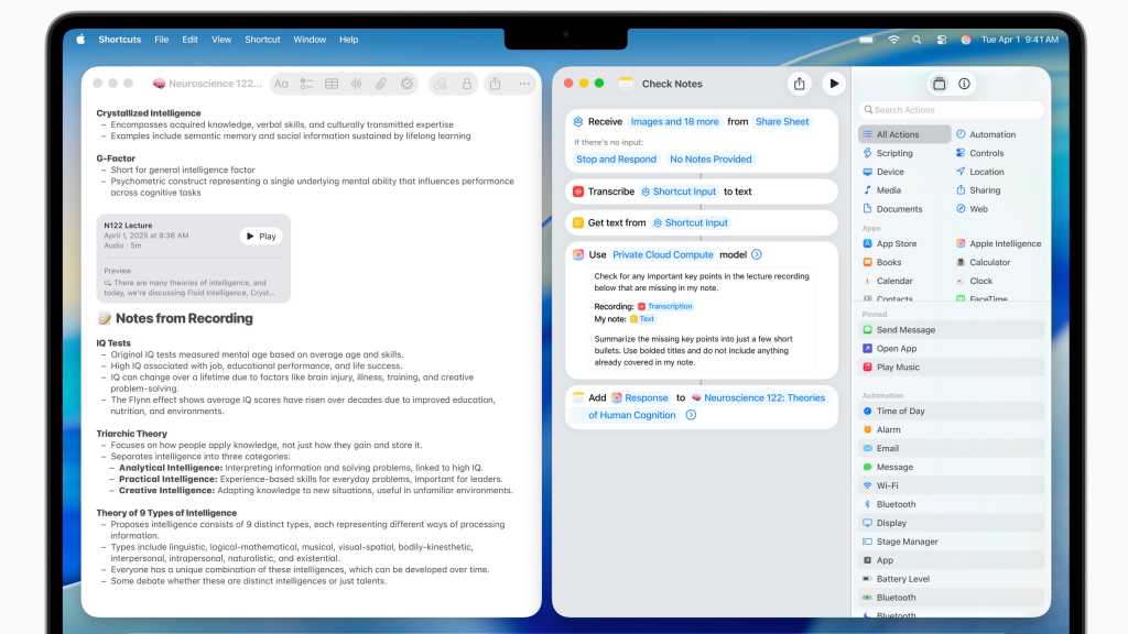 Shortcuts can now implement Apple Intelligence steps