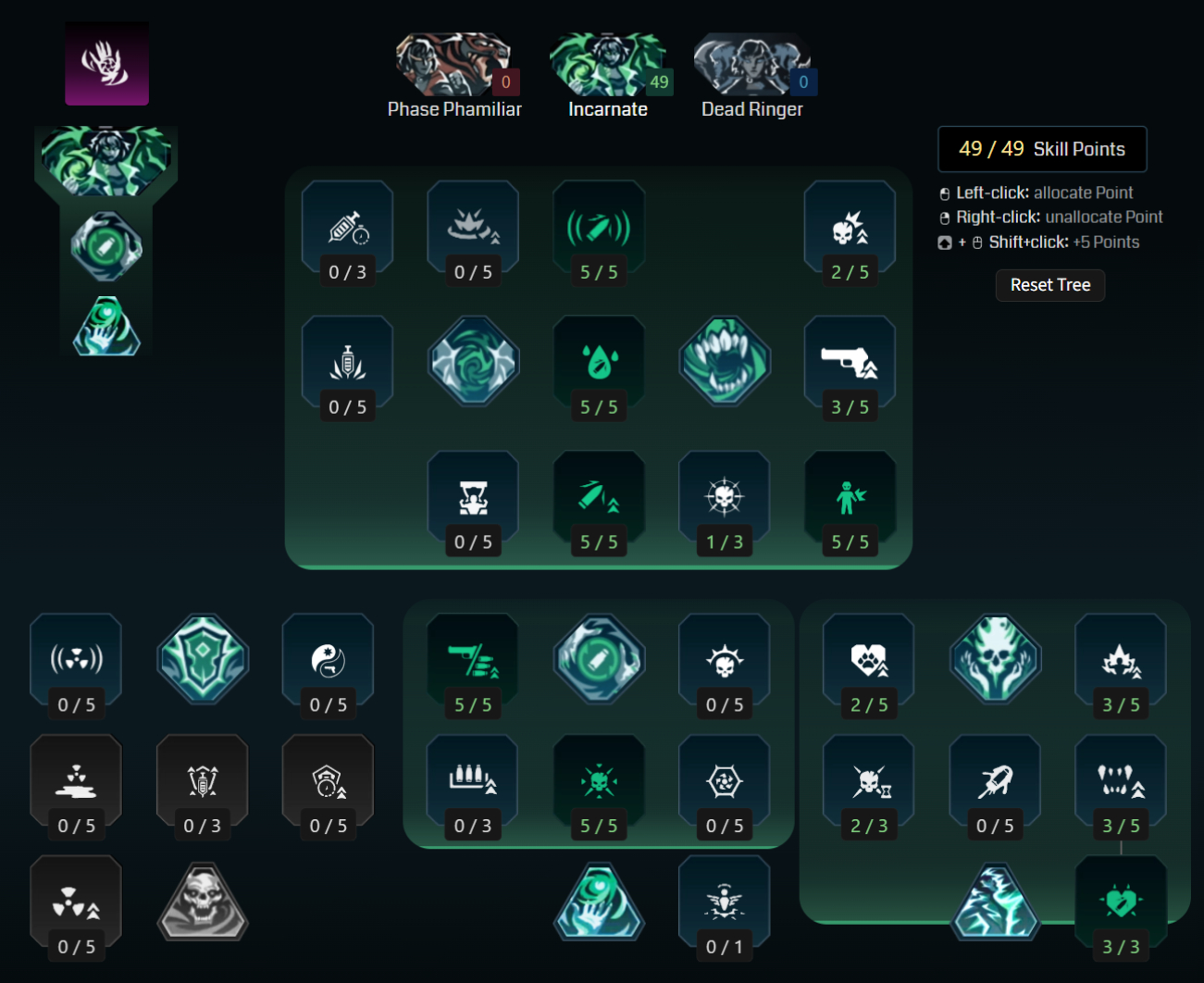 Borderlands 4 Vex builds: A screenshot of Vex's Vexcalation tree for her Witchy Trigger Finger build from Maxroll's builder.