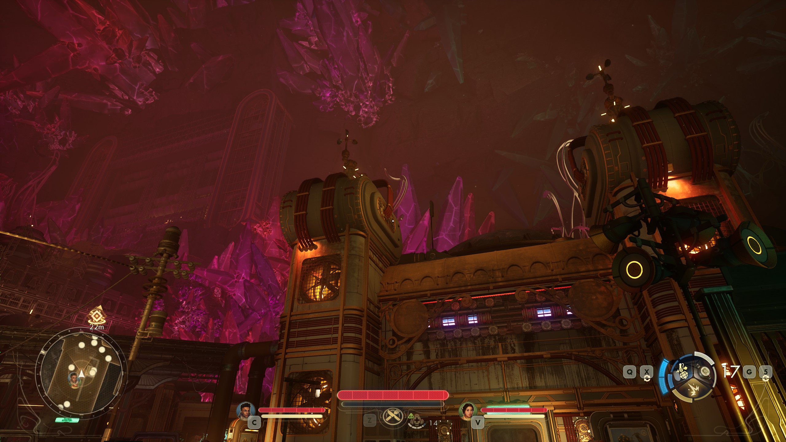 Underground facility under purple crystals in The Outer Worlds 2