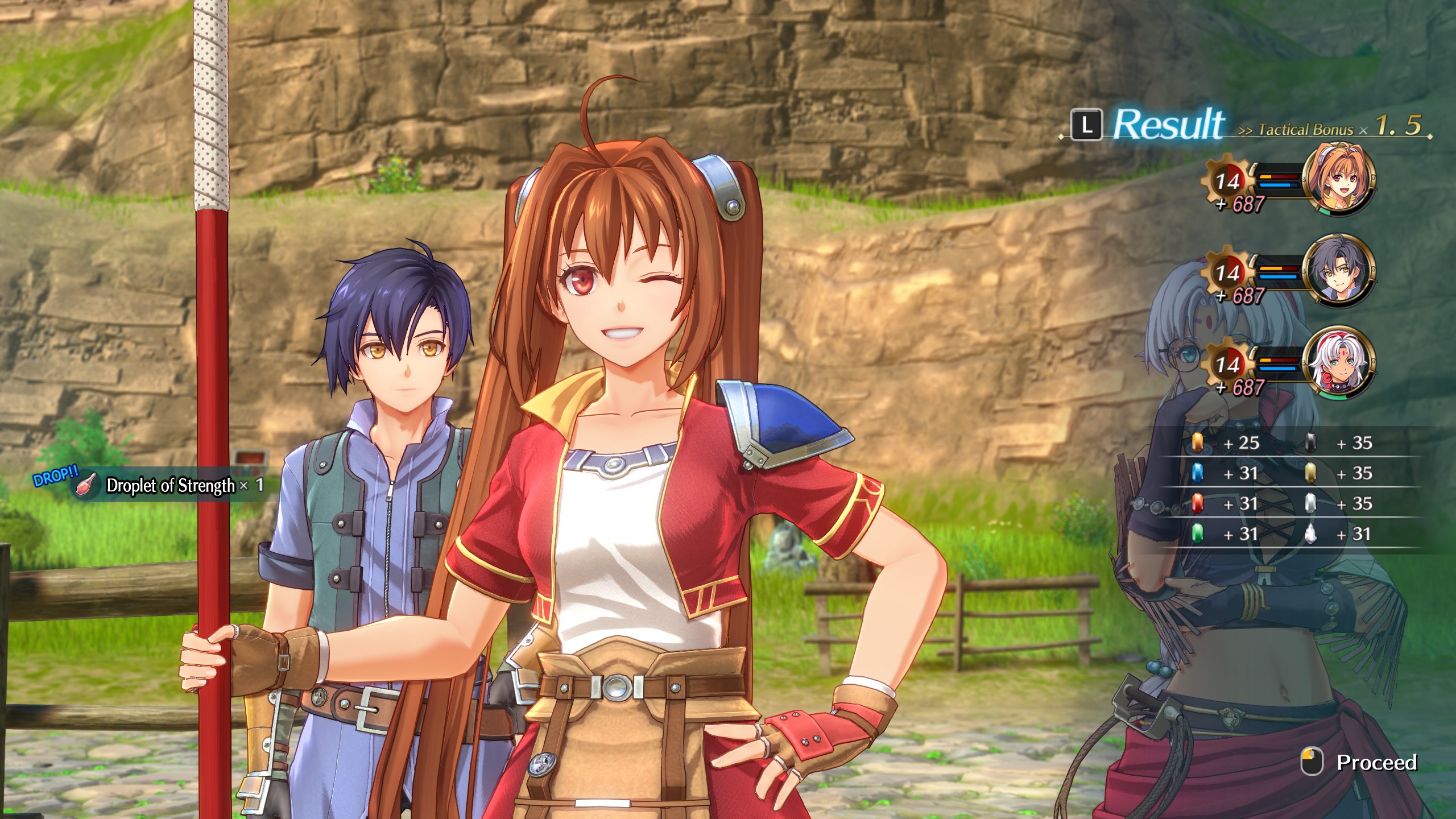 Trails in the Sky 1st Chapter - Post-battle view