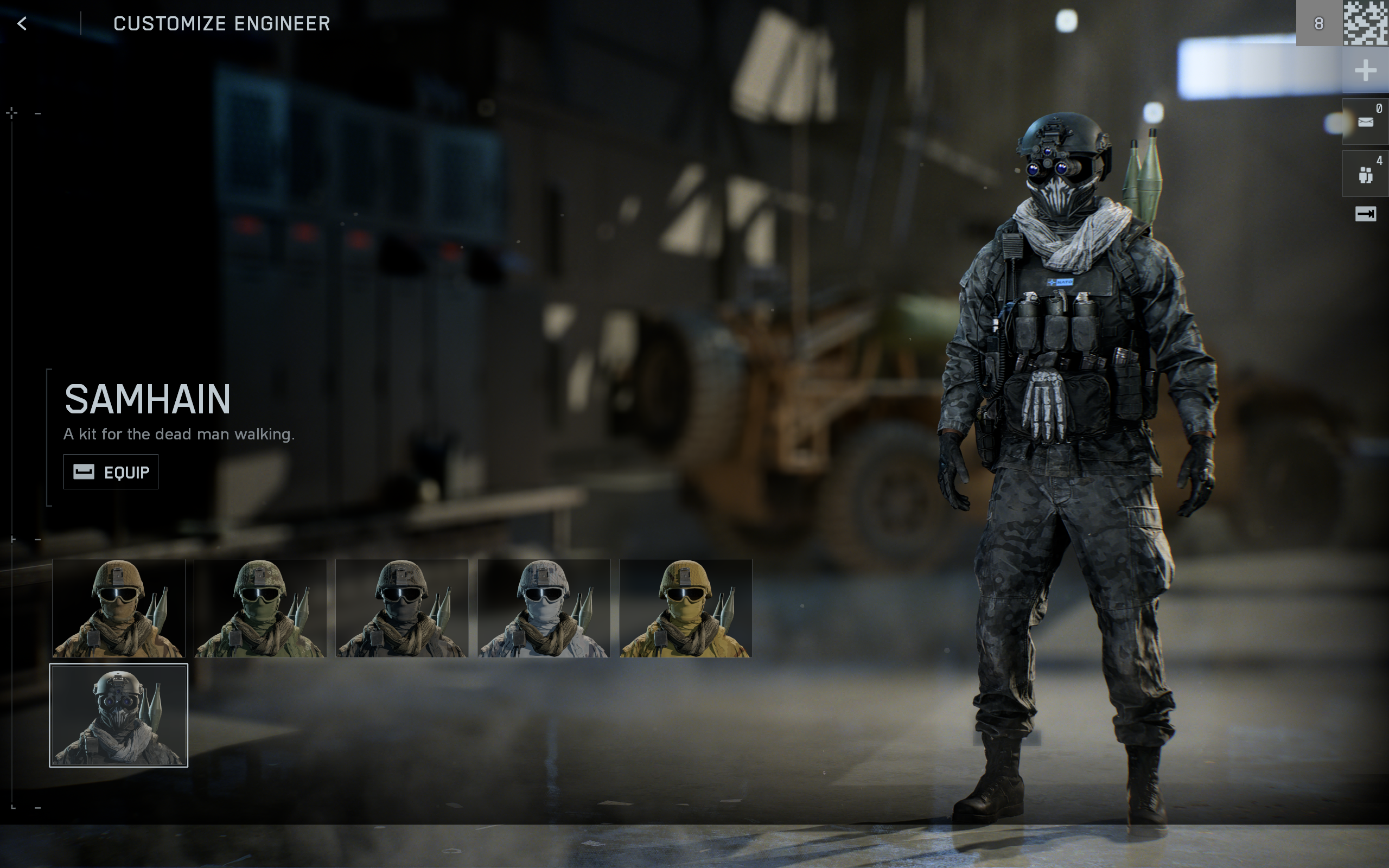 Battlefield 6 Season 1 skins: The Samhain skin in the soldier customisation menu.