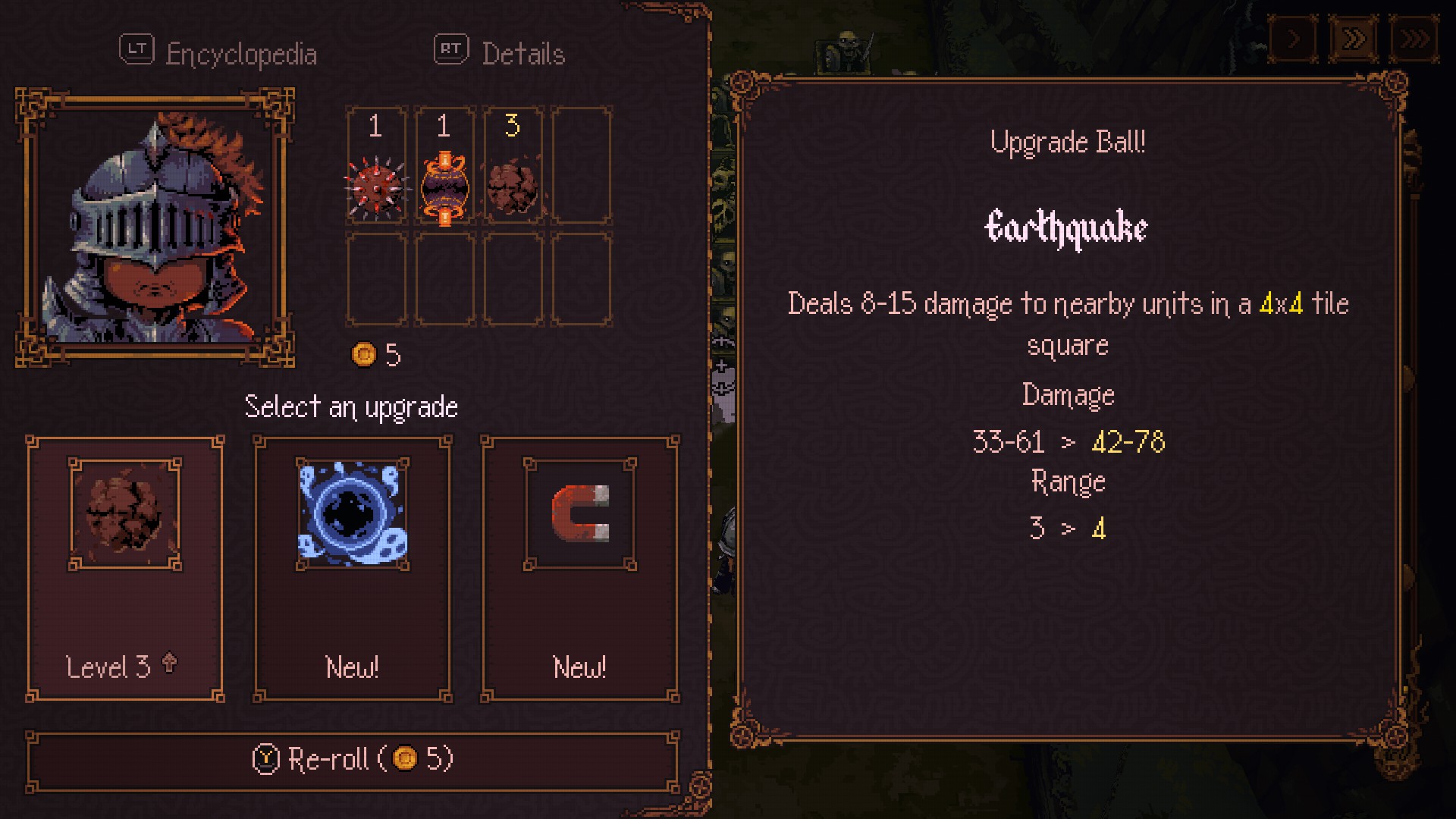 The level up screen in Ball X Pit.