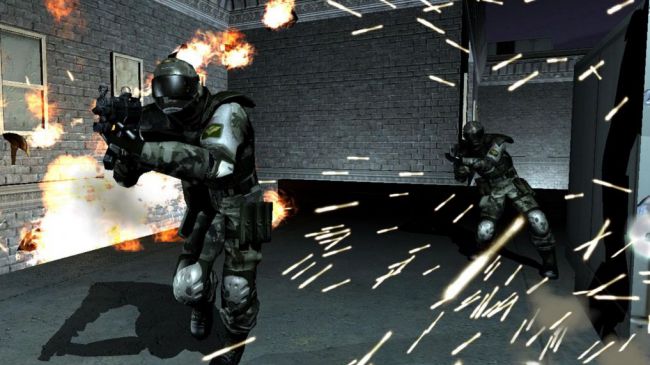 FEAR gunfight, with sparks flying everywhere