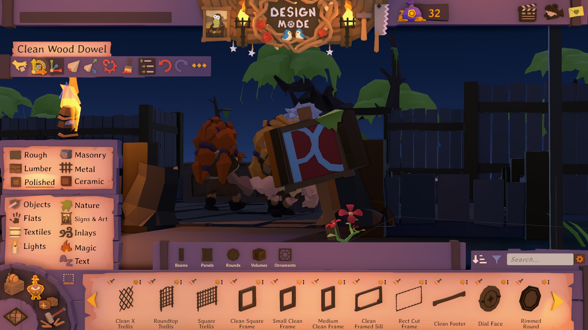 Several images showing off the decor builder in Tavern Keeper.