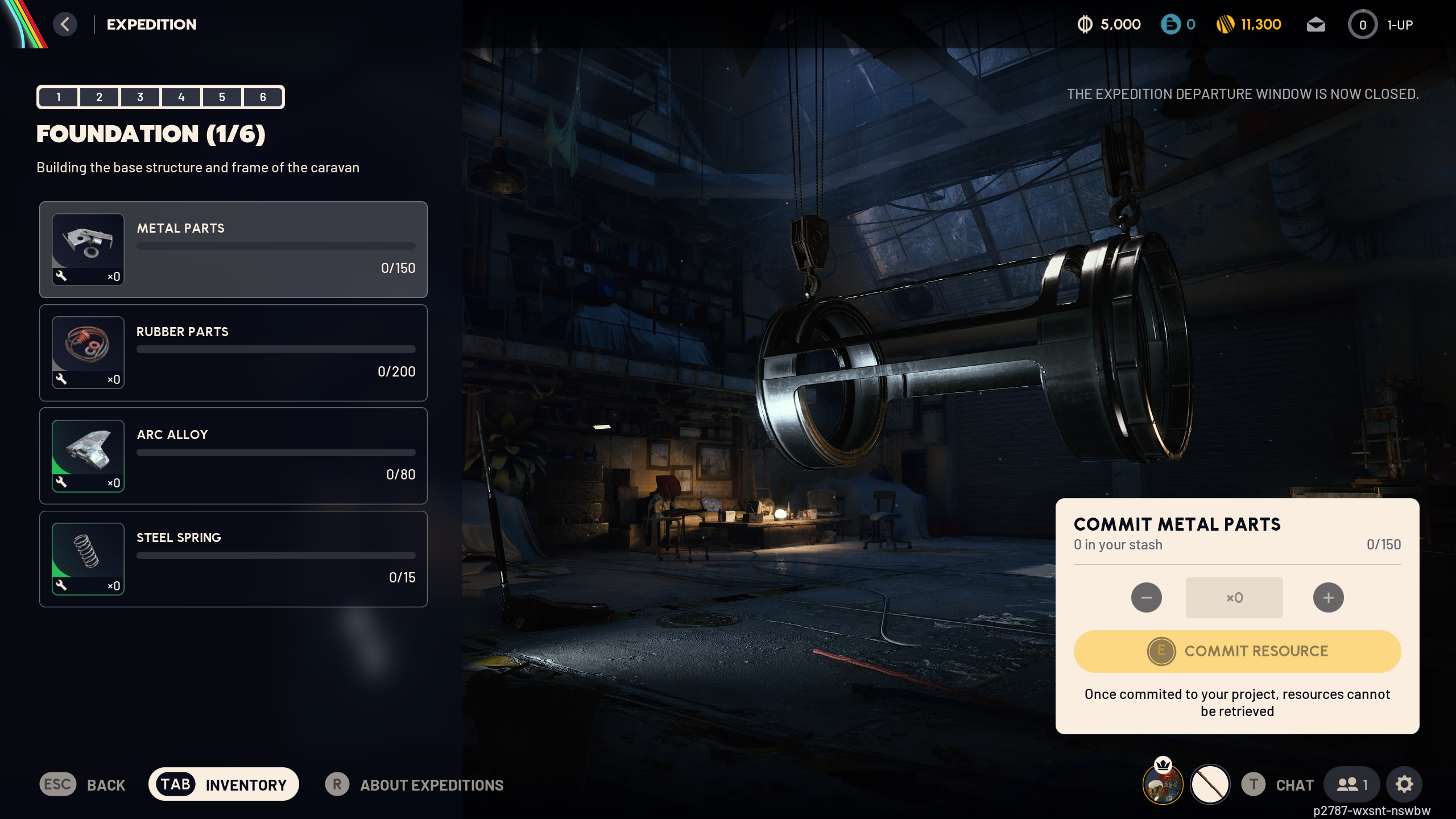 Arc Raiders loot guide: The Expeditions screen showing the various materials you need to donate to build the caravan foundations.