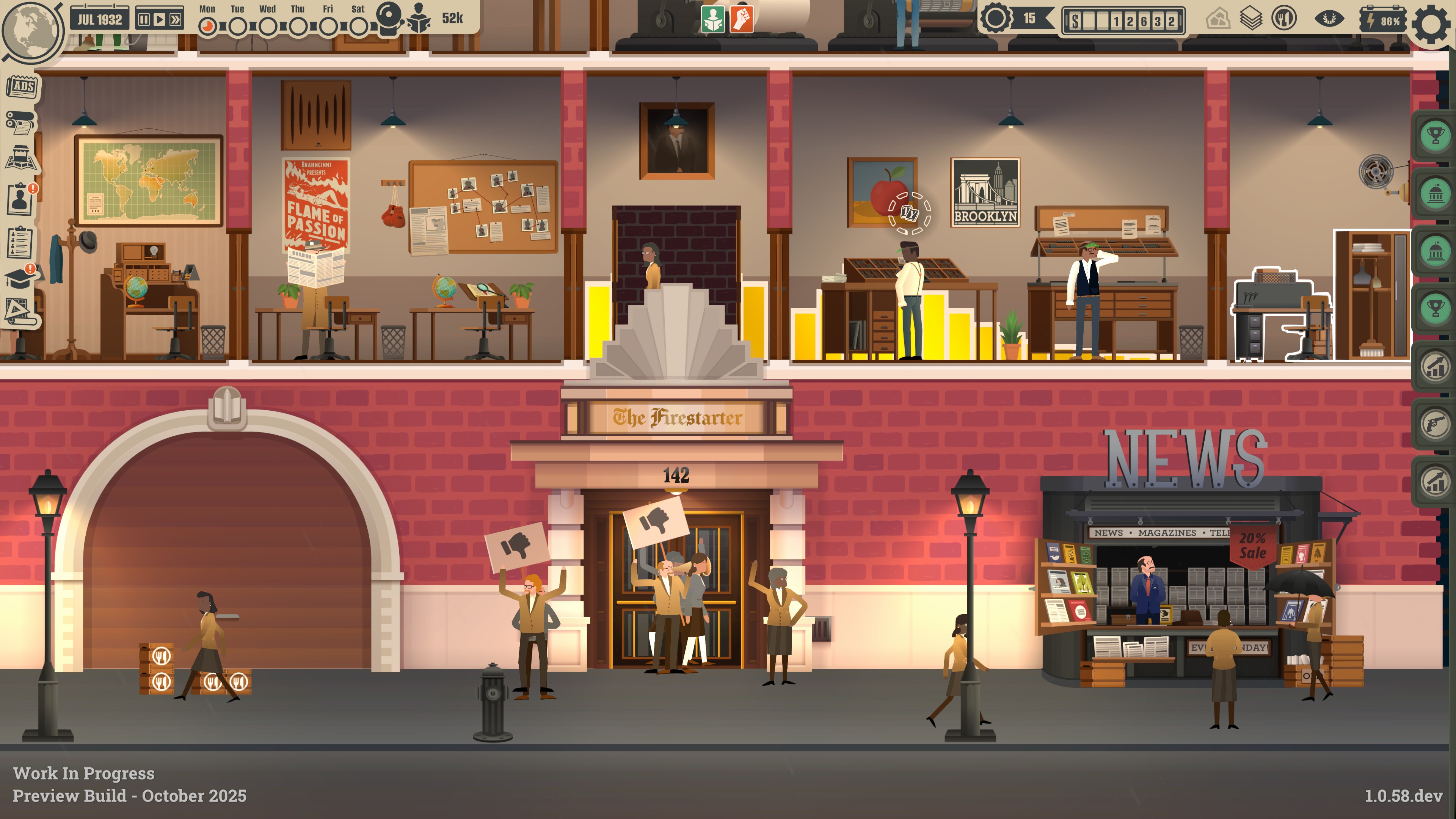 Protesters outside the office