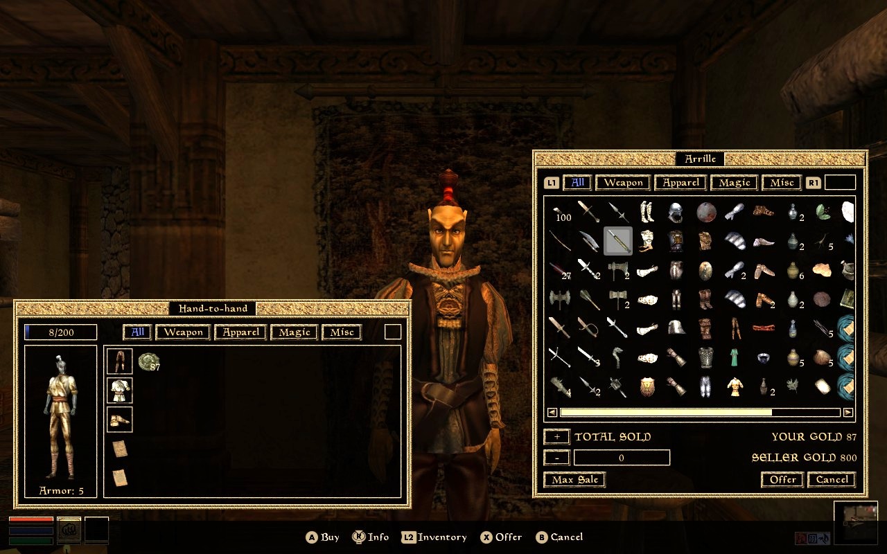 Trading in OpenMW with gamepad.