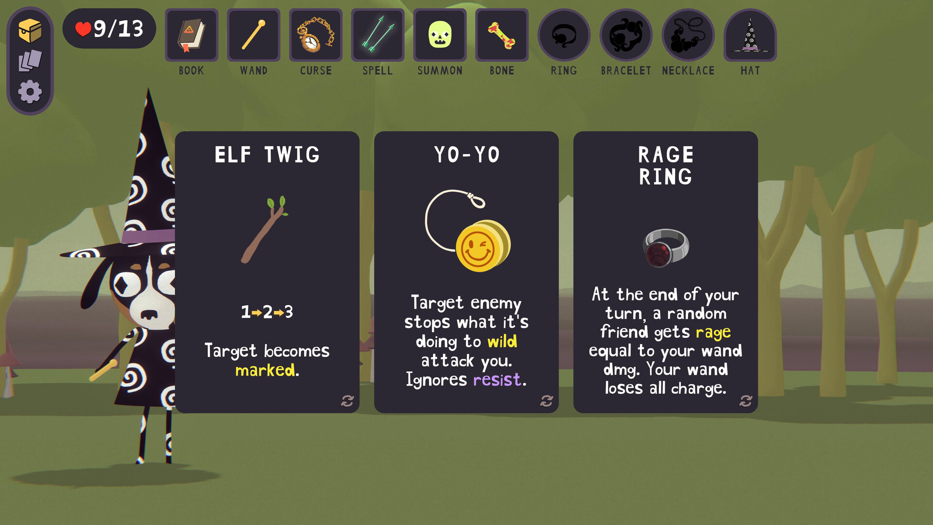 Selecting an upgrade in Dog Witch.