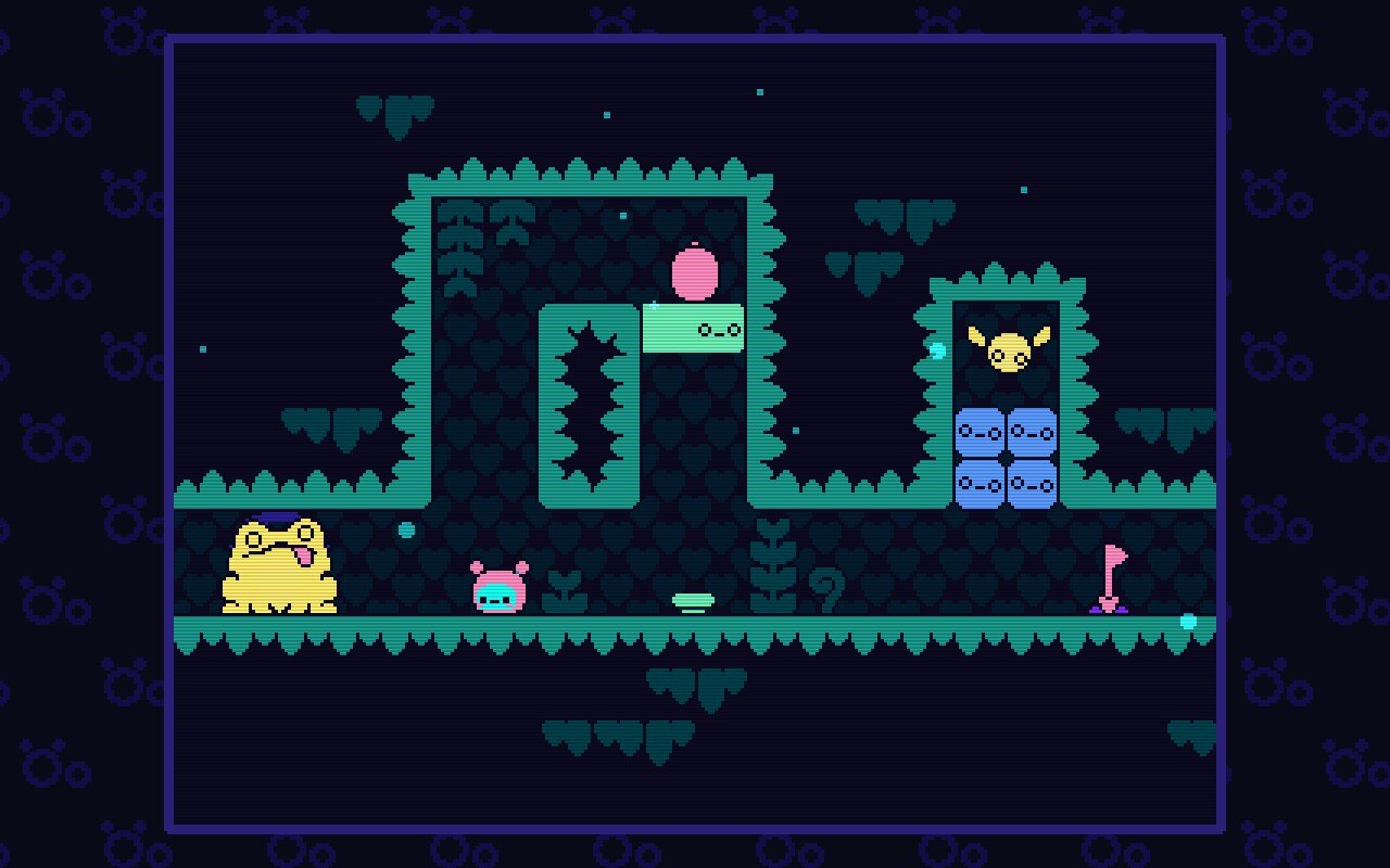 A screenshot from &Ouml;oo showing the player-character stuck in a forest-themed room