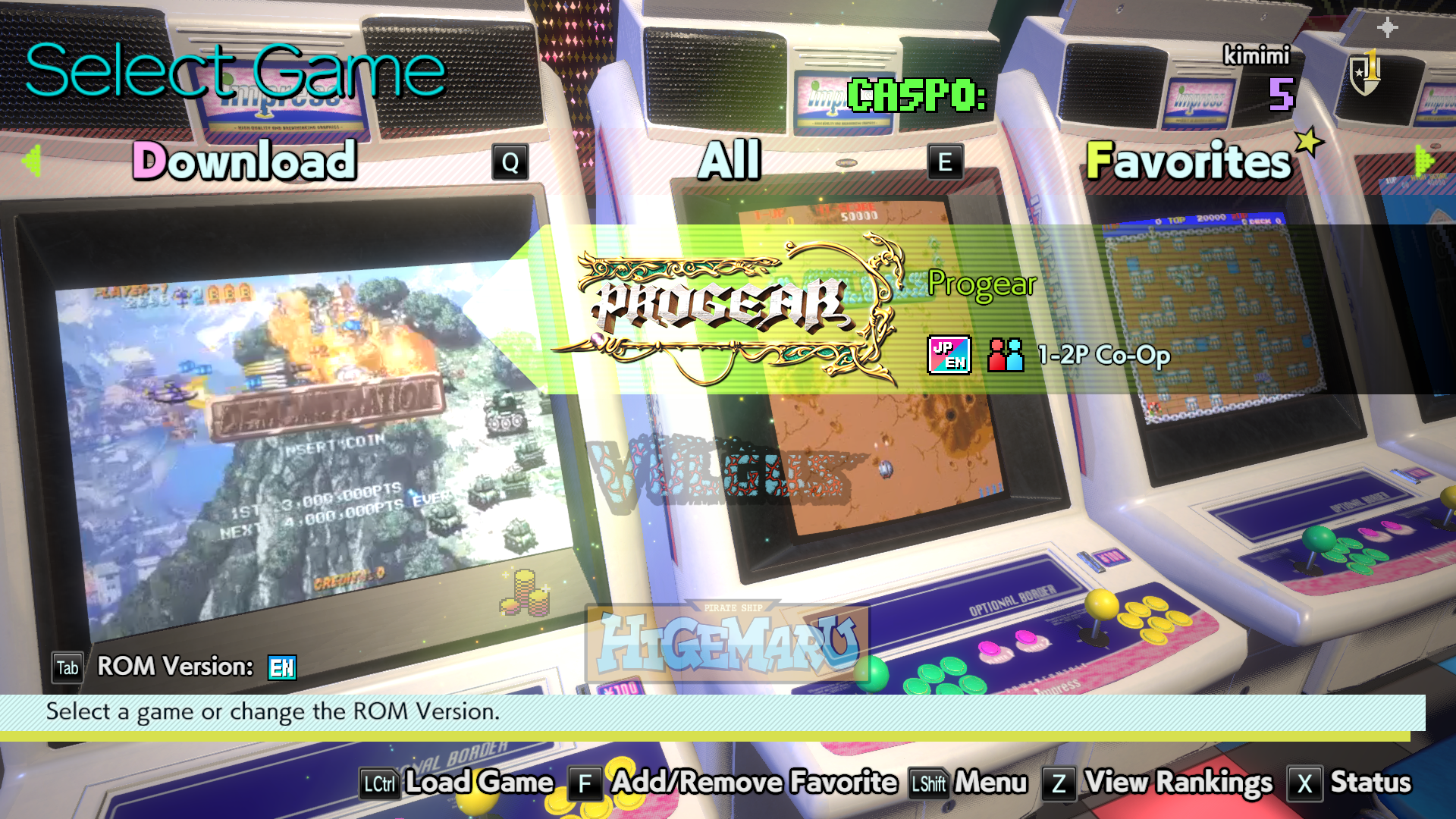 Capcom Arcade cabinets selection screen