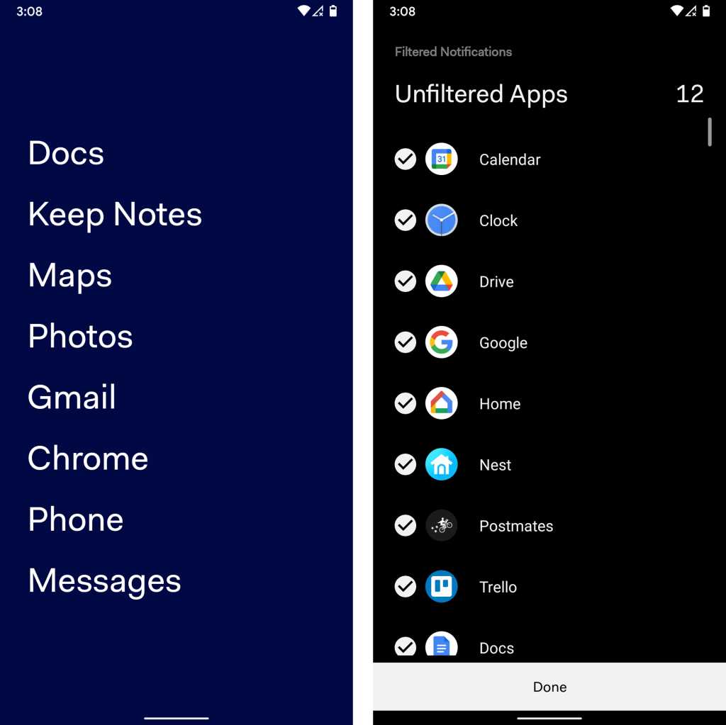 before launcher in android - home screen and app notificaiton filtering screen