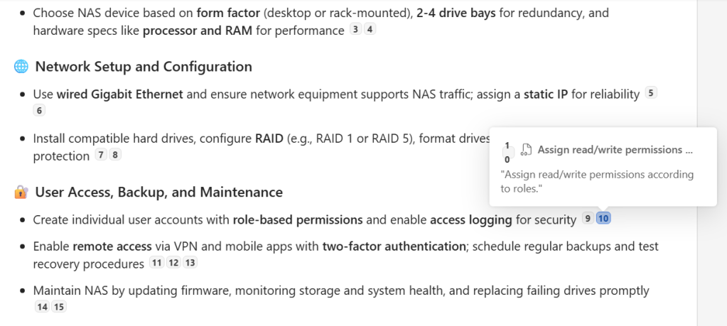 numbered citations in a summary of a word doc generated by copilot