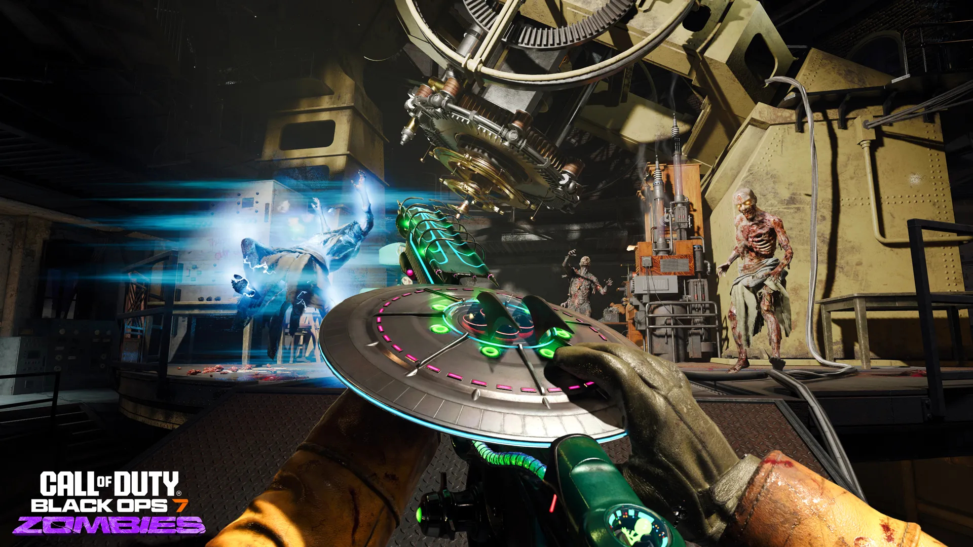 Black Ops 7 Season 1: A player reloading the LGM-1 Wonder Weapon while fighting zombies in an enclosed space.