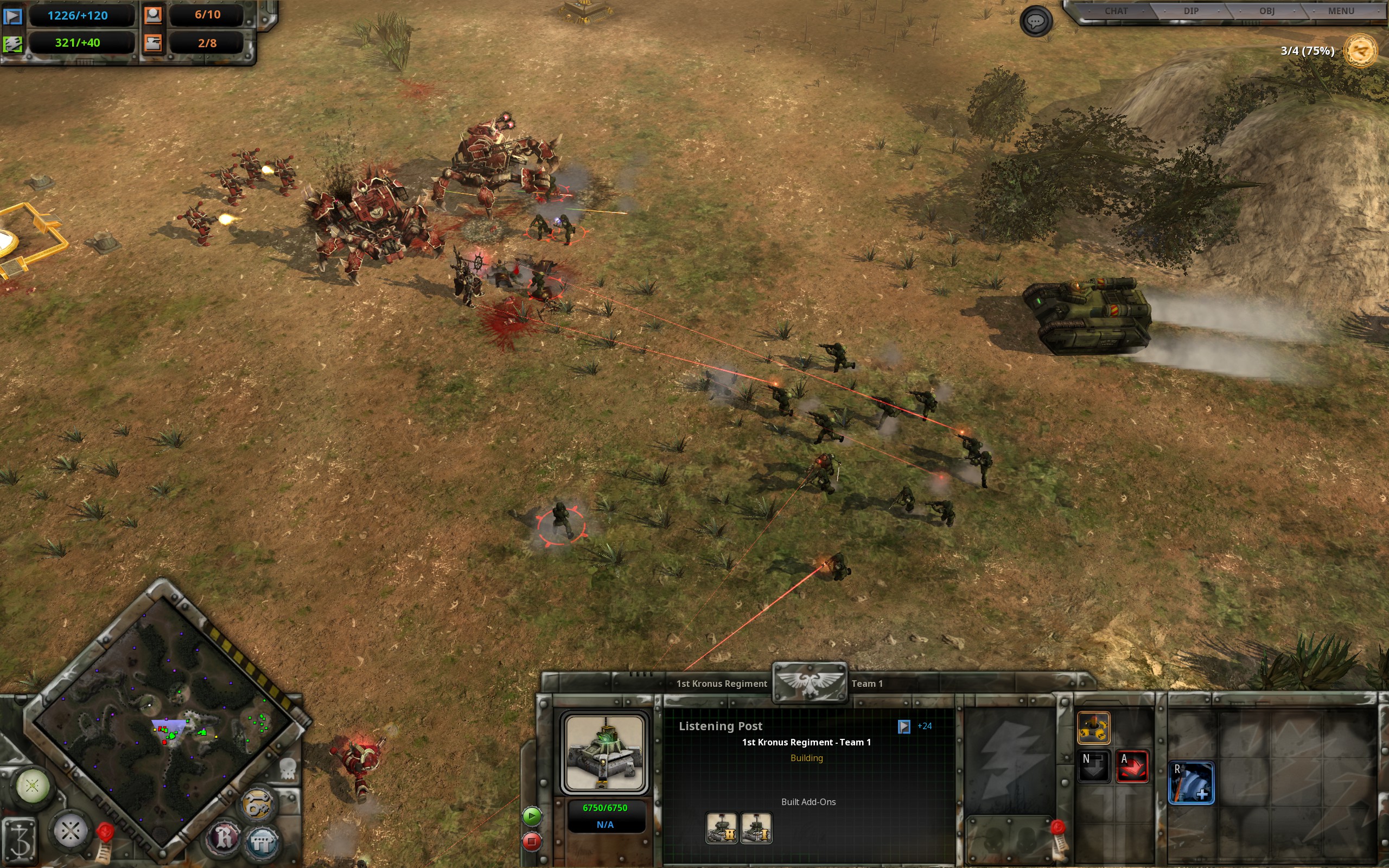 Imperial Guard and Chaos troops skirmish