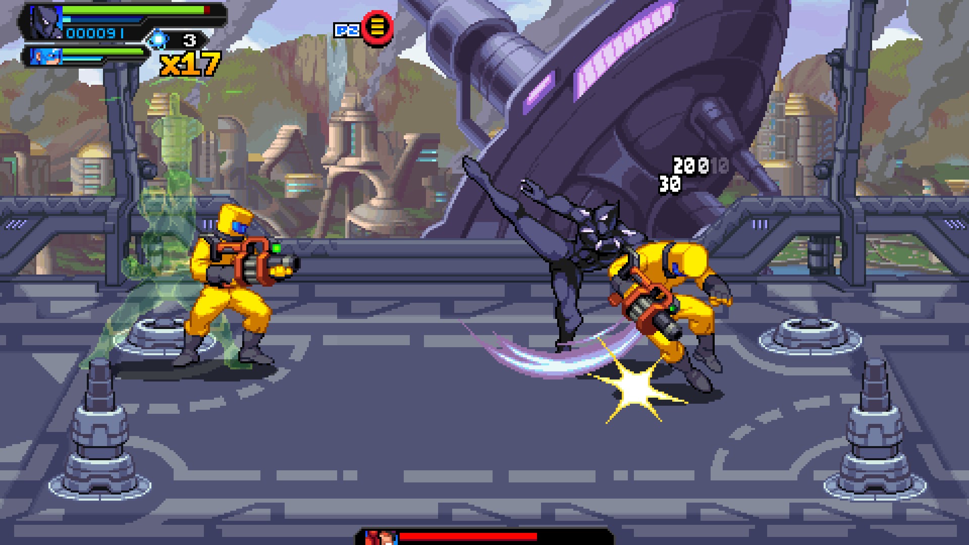 Black Panther fighting AIM soldiers in Marvel Cosmic Invasion.