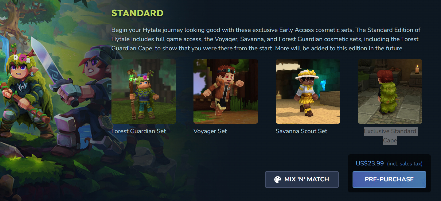 Hytale launch times: An overview of the Hytale Standard edition bundle and the bonus cosmetics it includes.