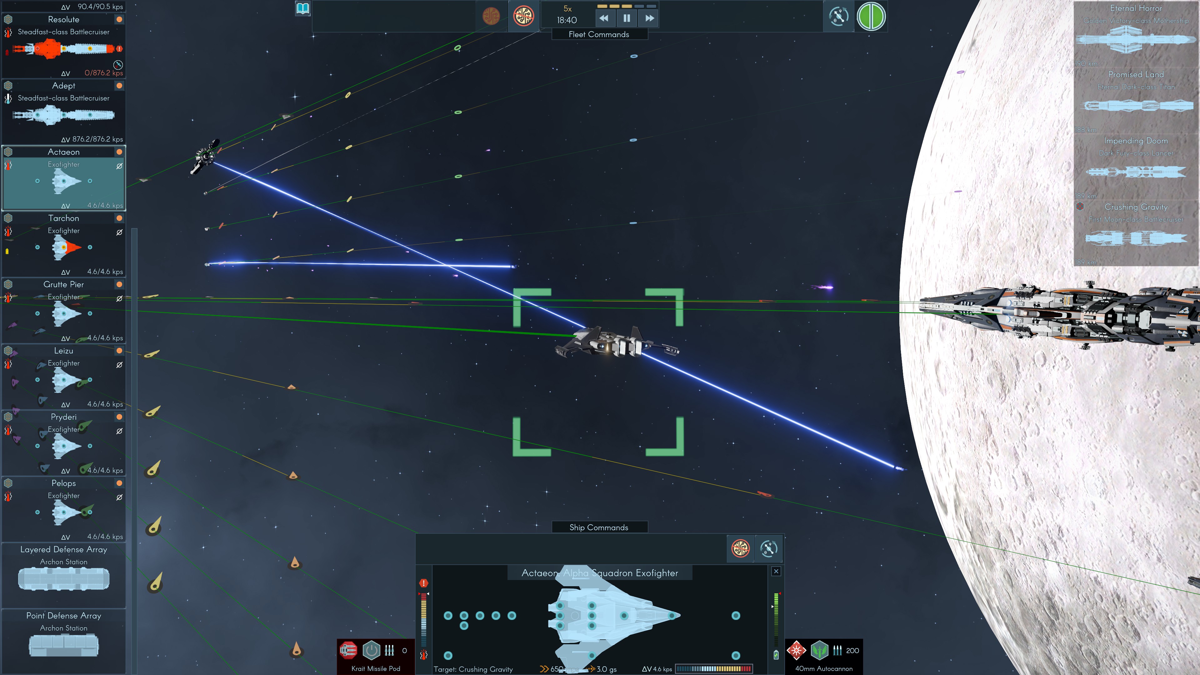 Space combat against the backdrop of the moon