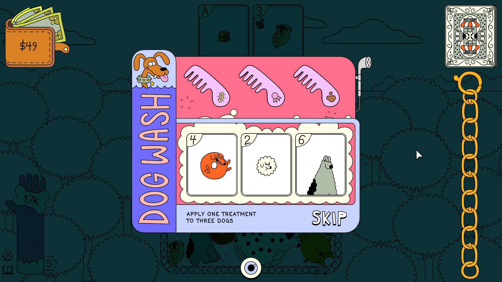 Visiting the dog wash in Dogpile.