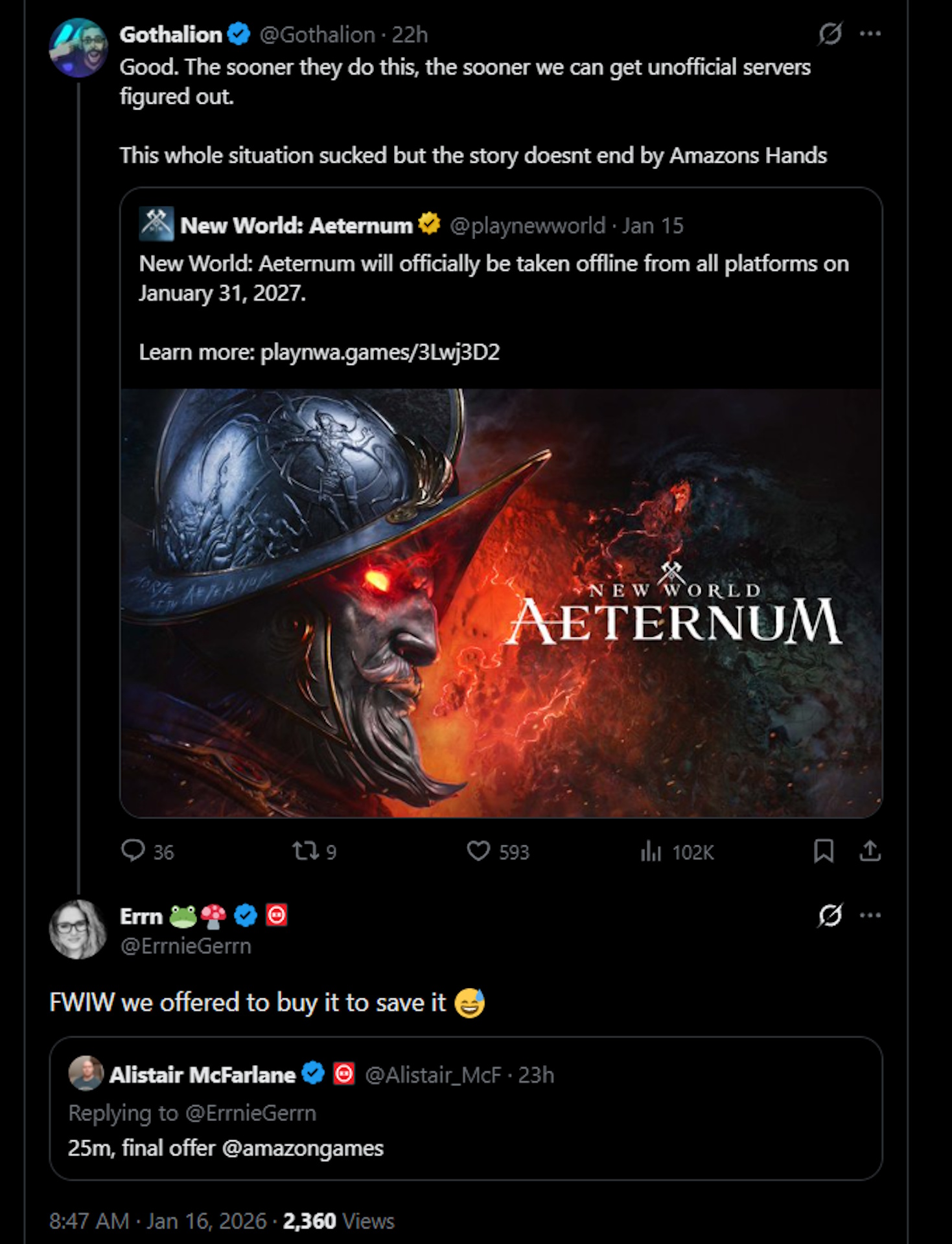 FWIW we offered to buy it to save it