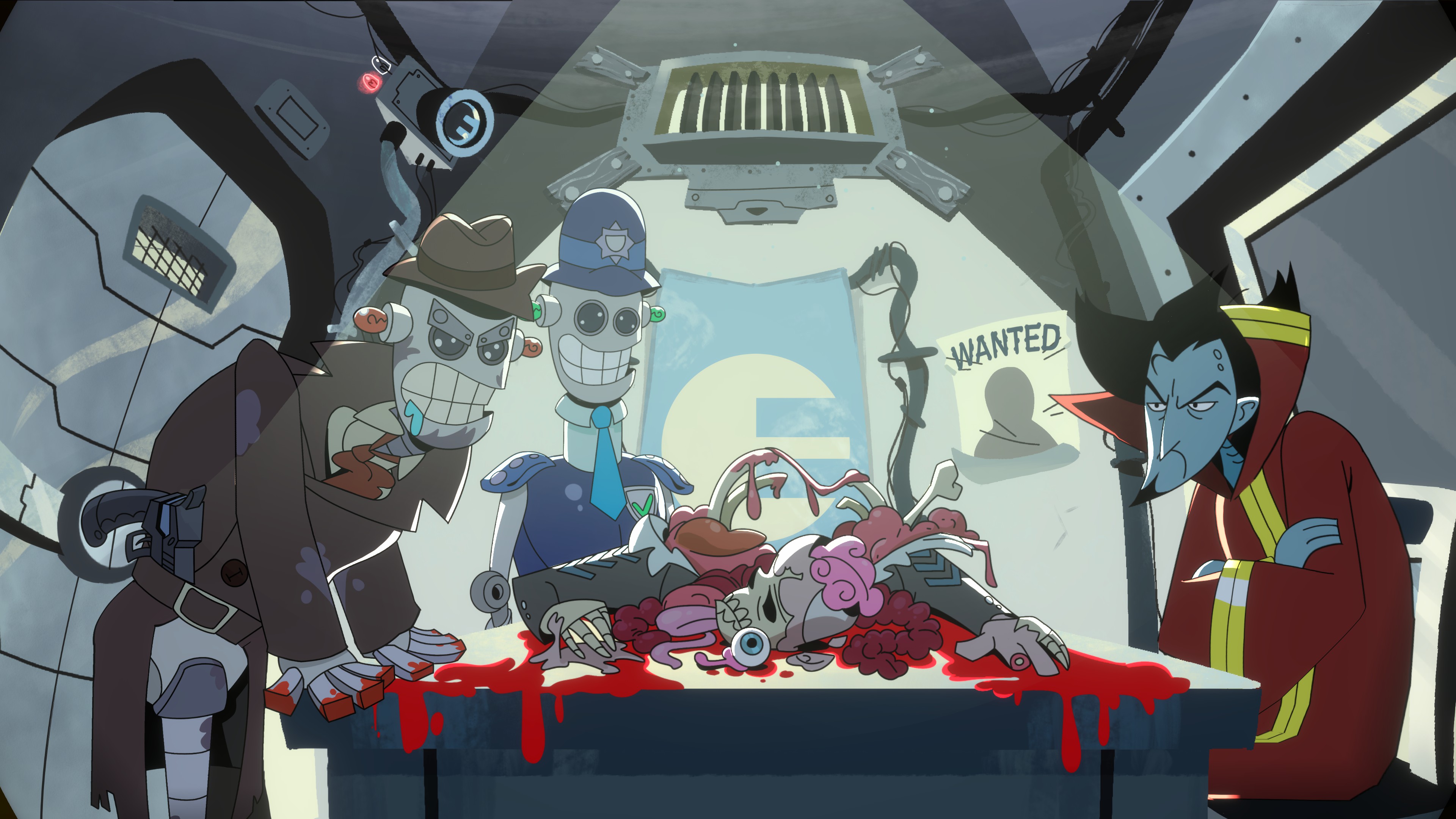 VValak being interrogated by robocops