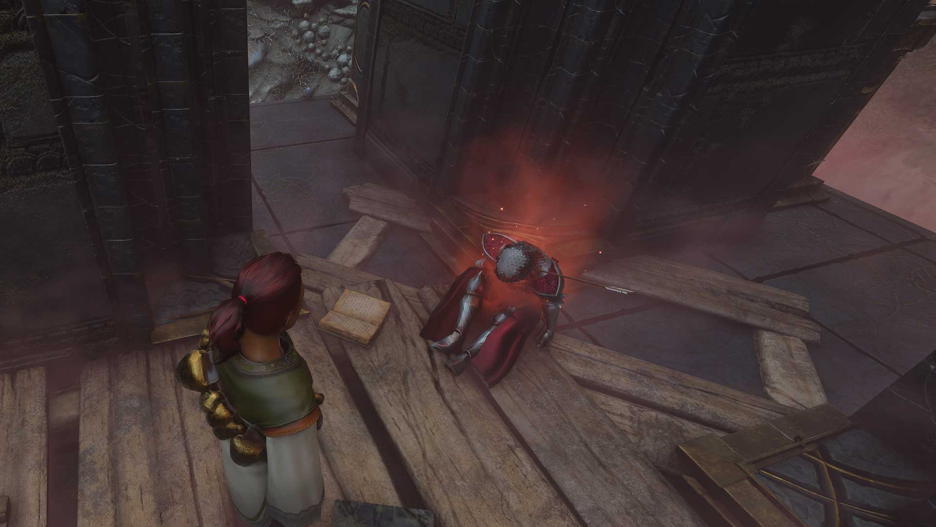 The Blood Rose pants on a soldier's body in the shroud