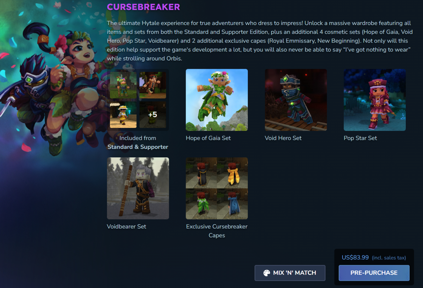 Hytale launch times: An overview of the Hytale Cursebreaker Founders Edition bundle and the bonus cosmetics it includes.