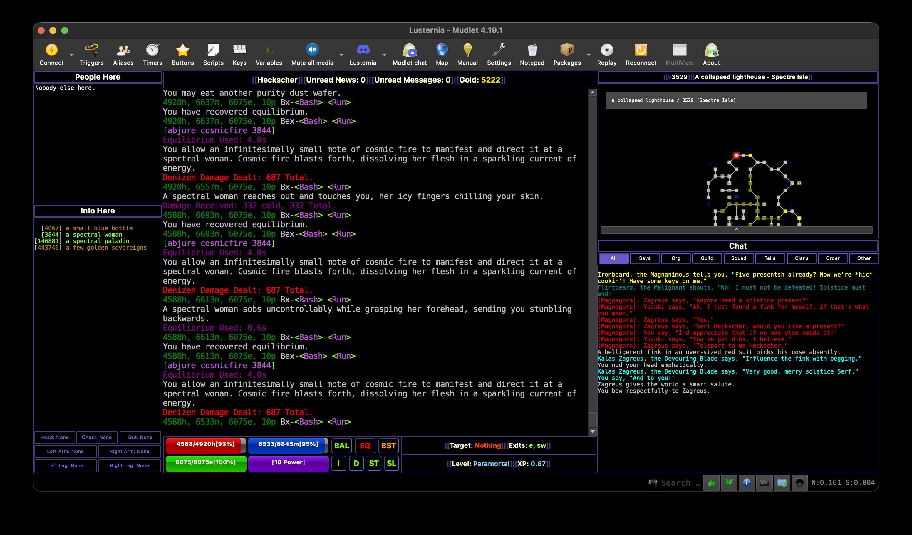 The text-based interface of Lusternia.