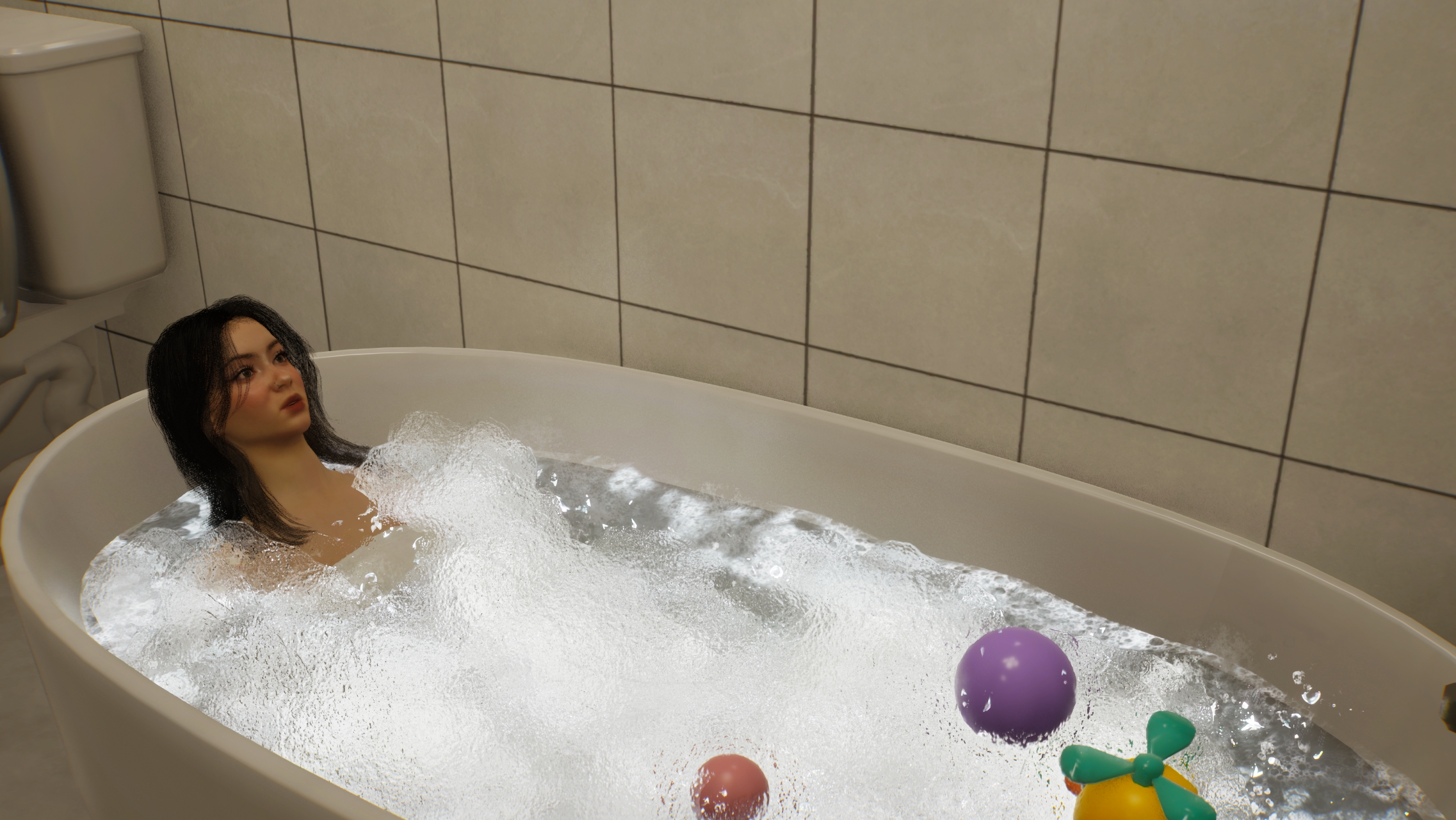 A Zoi taking a bath in a towel.