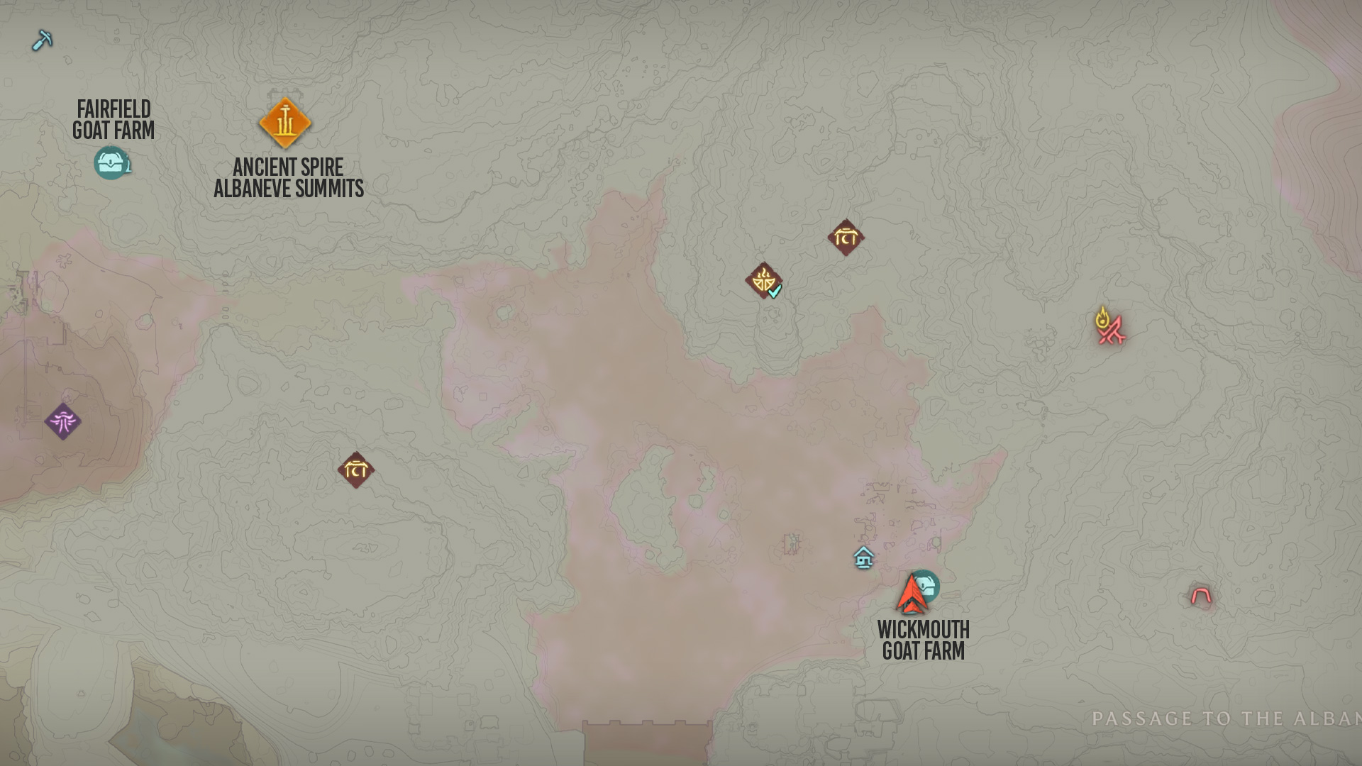 Enshrouded map highlighting where to get the Fluffy set cosmetics