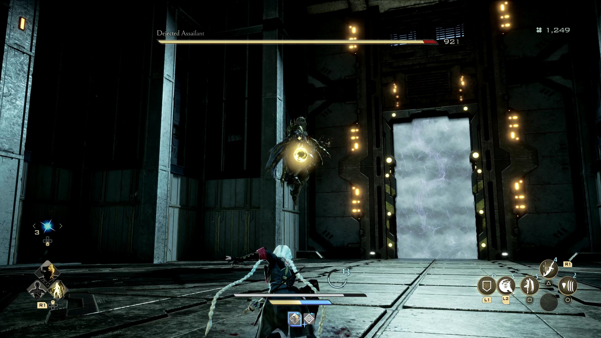 Code Vein 2 Franz Dejected Assailant boss guide: The player fighting Franz as he hovers in the air ahead of them.