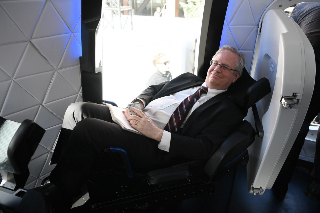 Alan Boyle in Blue Origin New Shepard seat