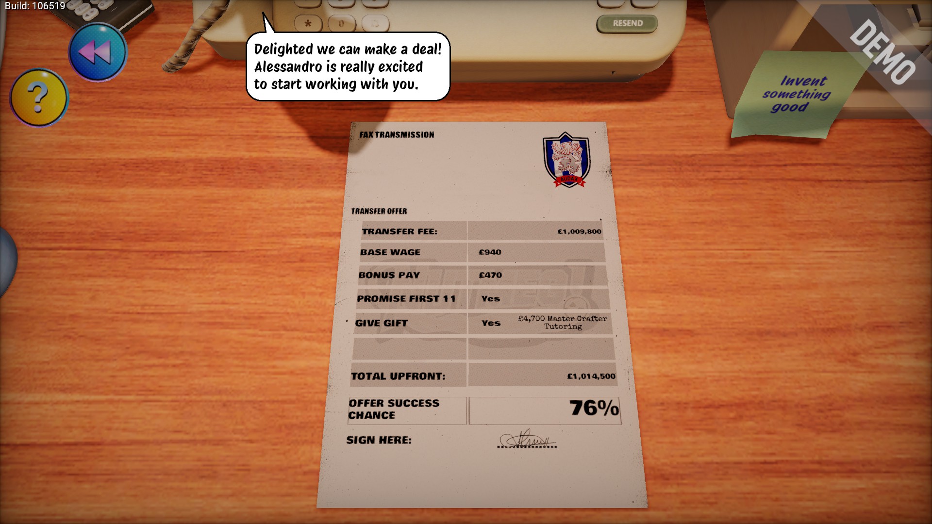 The desk in Nutmeg, a football deck-building game.