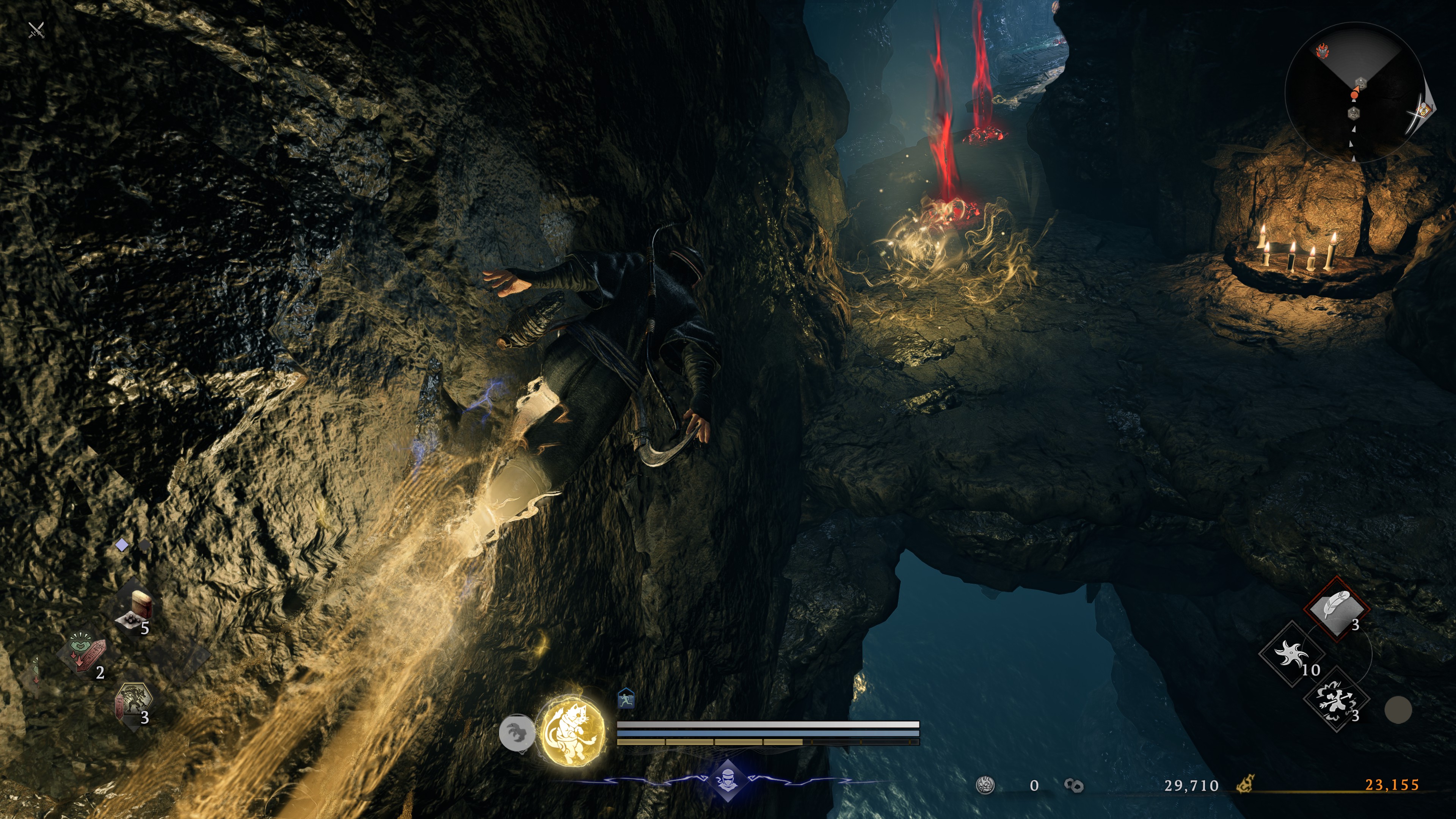 Wall running in a cave