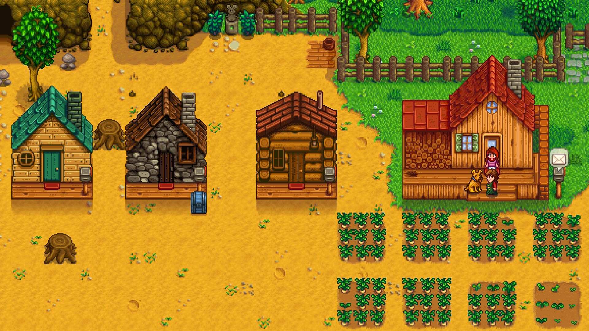 Stardew Valley zoomed further out to look at the map and other player houses