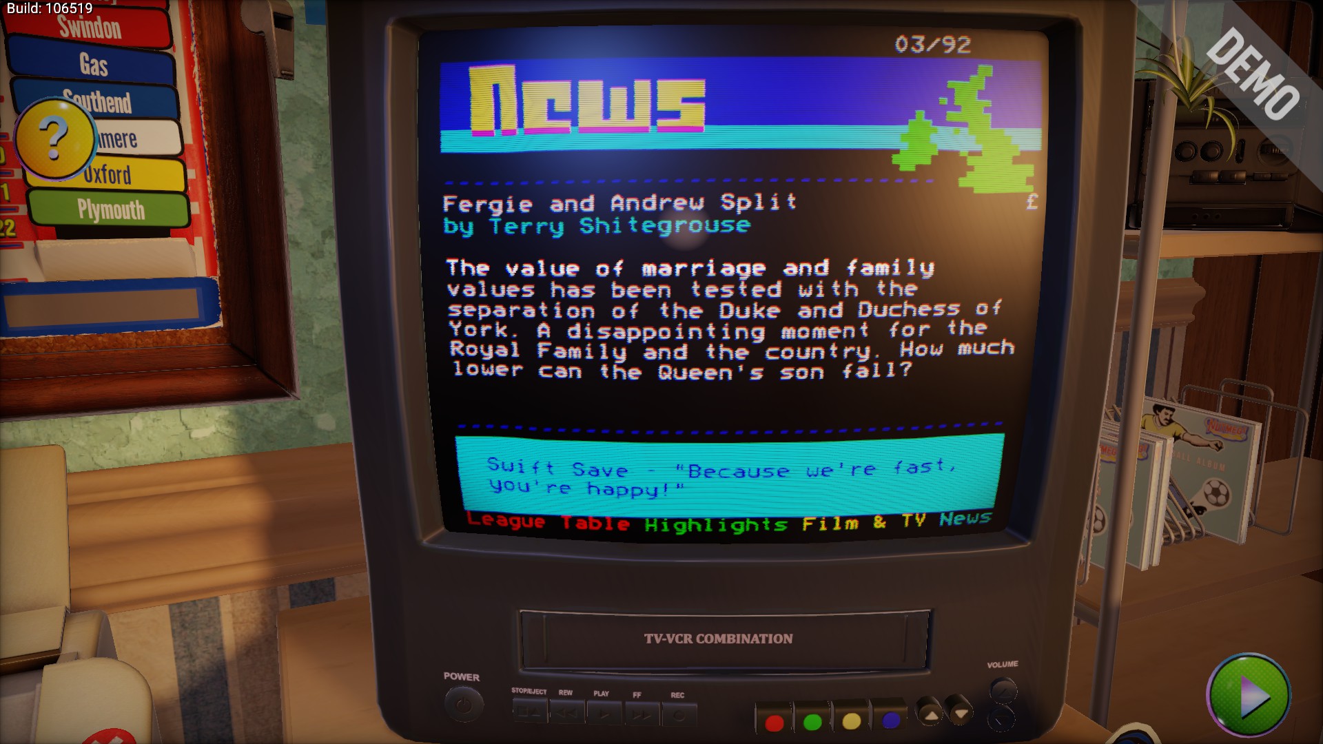 The desk in Nutmeg, a football deck-building game.