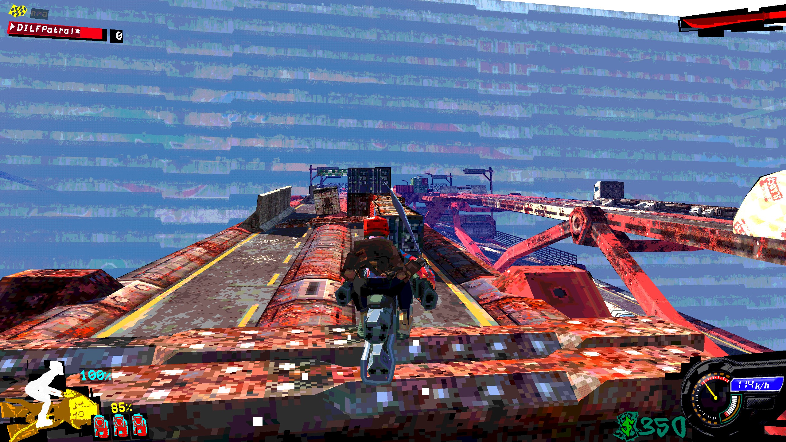 Airframe Ultra crossing bridge with megacity visible ahead