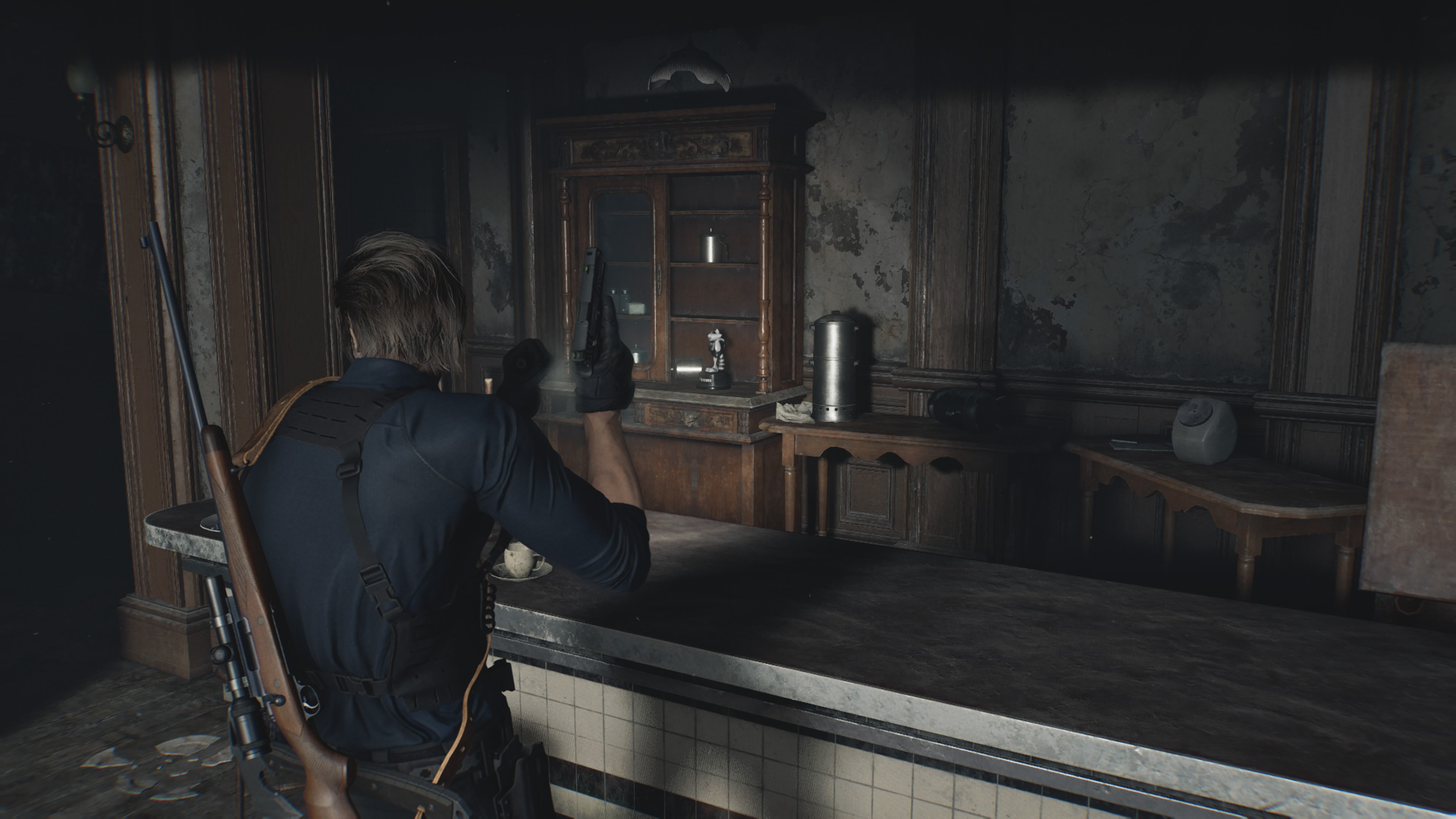 Resident Evil Requiem Mr. Raccoon behind a counter