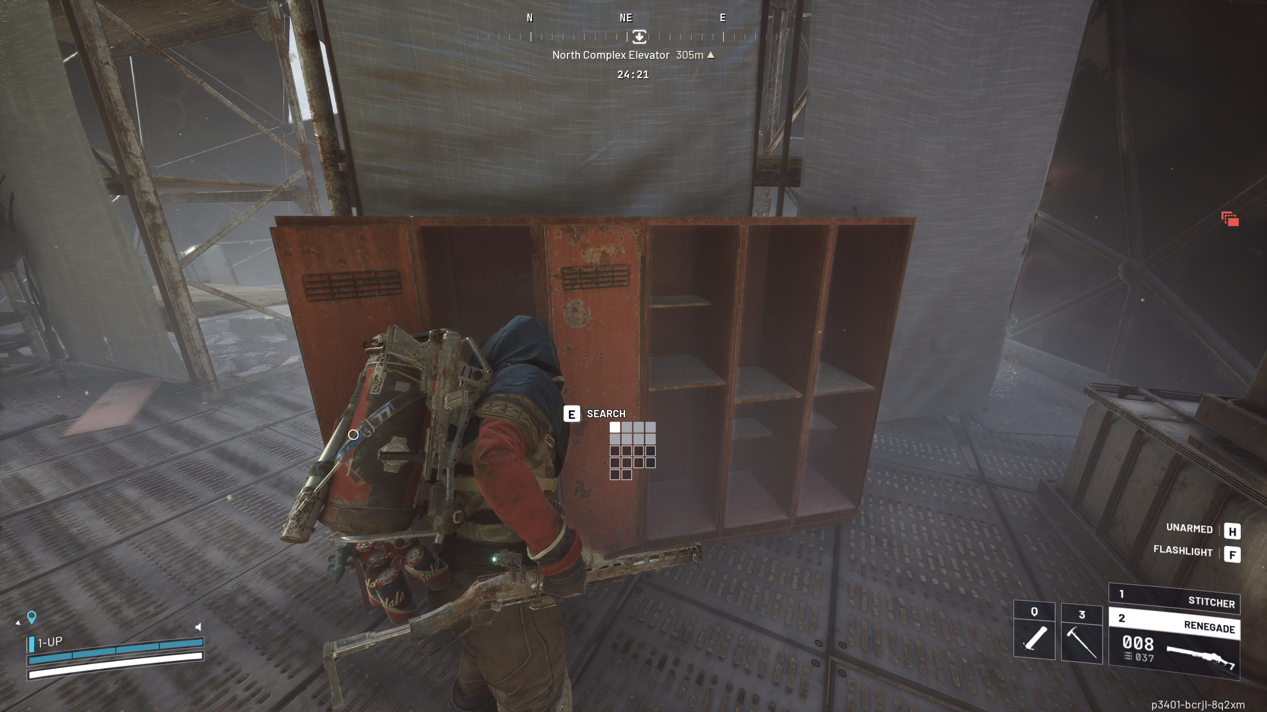 Arc Raiders Cooling Coil: A player reaching to loot a red locker inside Hydroponic Dome Complex.